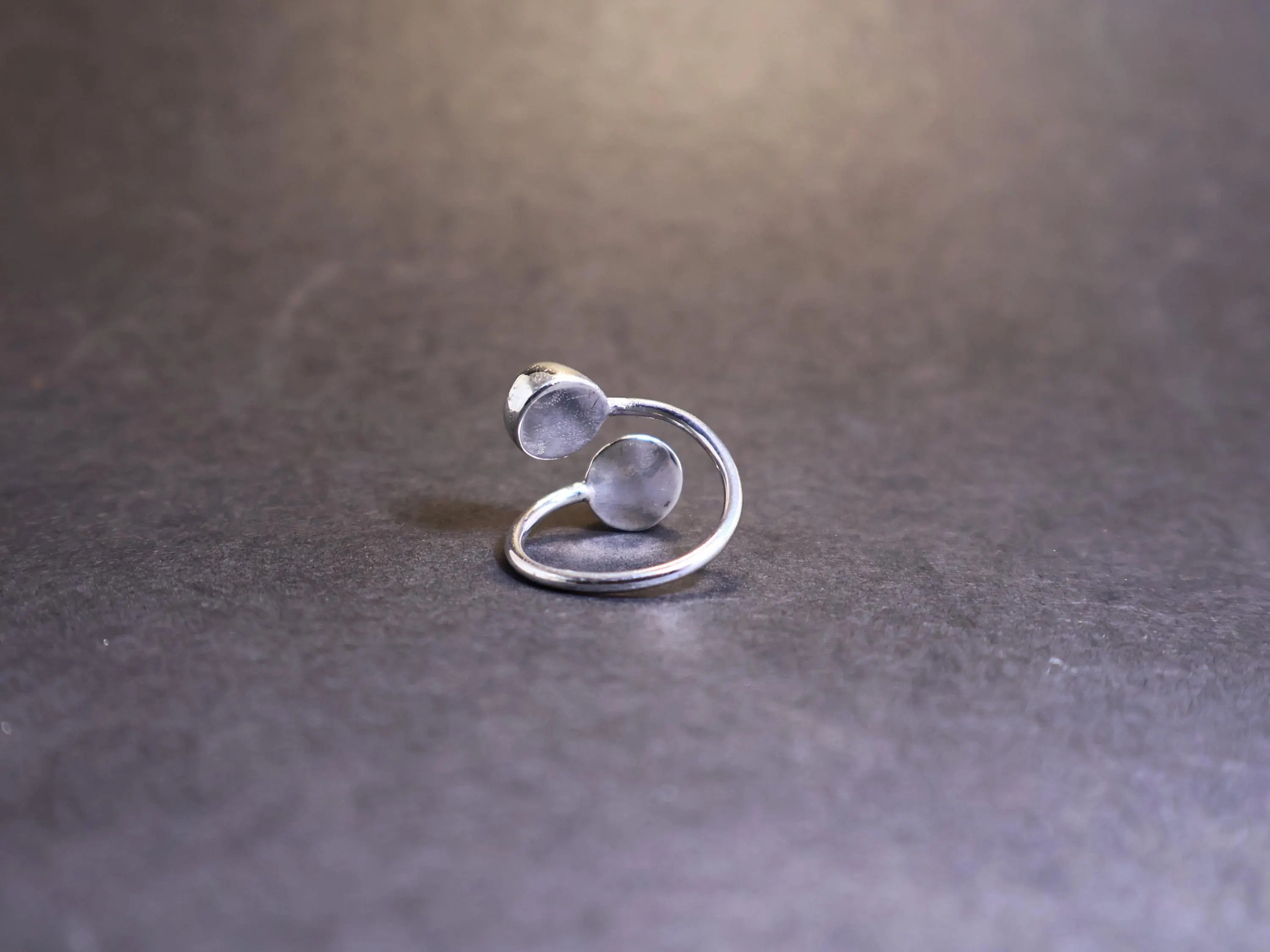 Handmade Half Ball ring, Double Ball Sterling silver Handmade ring, Size ONE SIZE - 5 Thumbnail