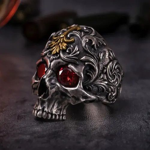Jewelry Vintage Gothic Skull Ring Size ONE SIZE - 4 Thumbnail