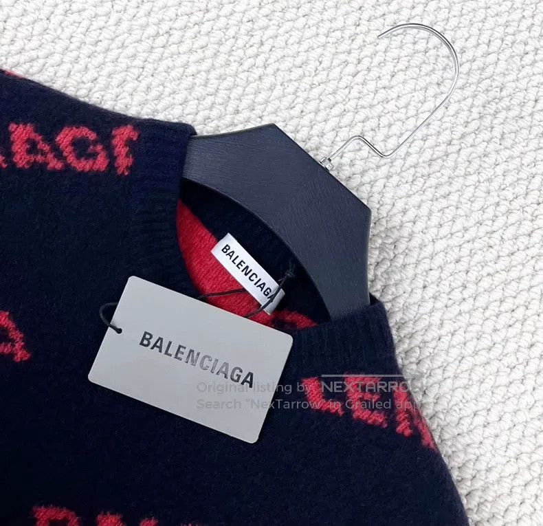 Balenciaga Balenciaga Barrage Full Print Logo Knit Sweater Size US XS / EU 42 / 0 - 3 Thumbnail