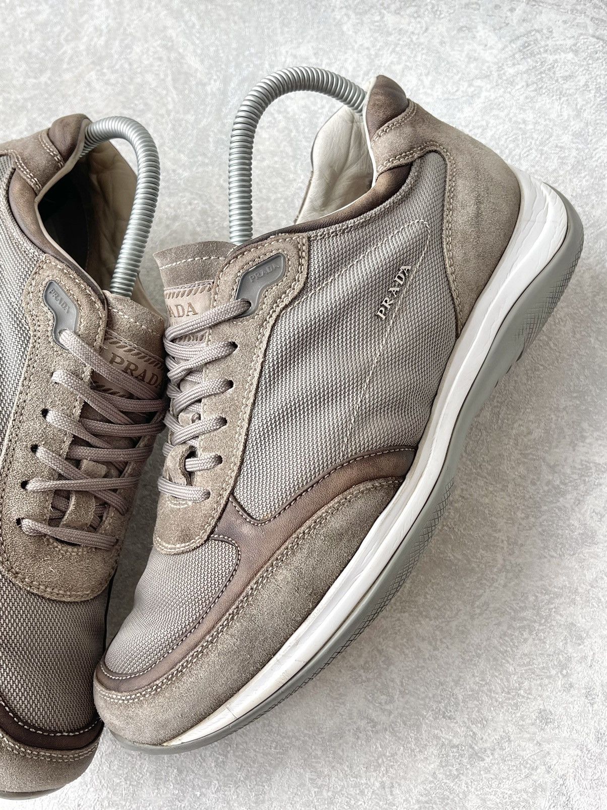 Prada VTG Prada America’s Cup Suede & Mesh Sneakers Grey Archive Size US 8.5 / EU 41-42 - 6 Thumbnail