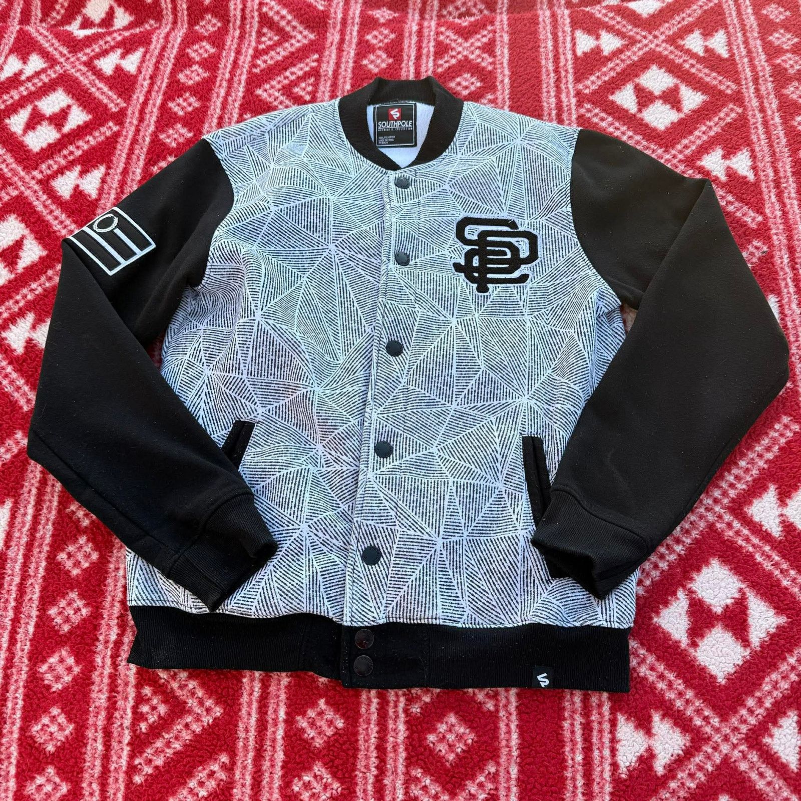 Southpole Southpole Varsity Bomber Jacket Men's XL Black Gray Size US XL / EU 56 / 4 - 1 Thumbnail
