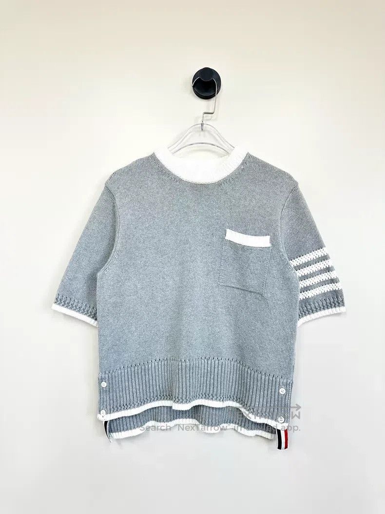 Thom Browne Thom Browne Gray striped four-bar knit short-sleeve Size US XXS / EU 40 - 1 Thumbnail
