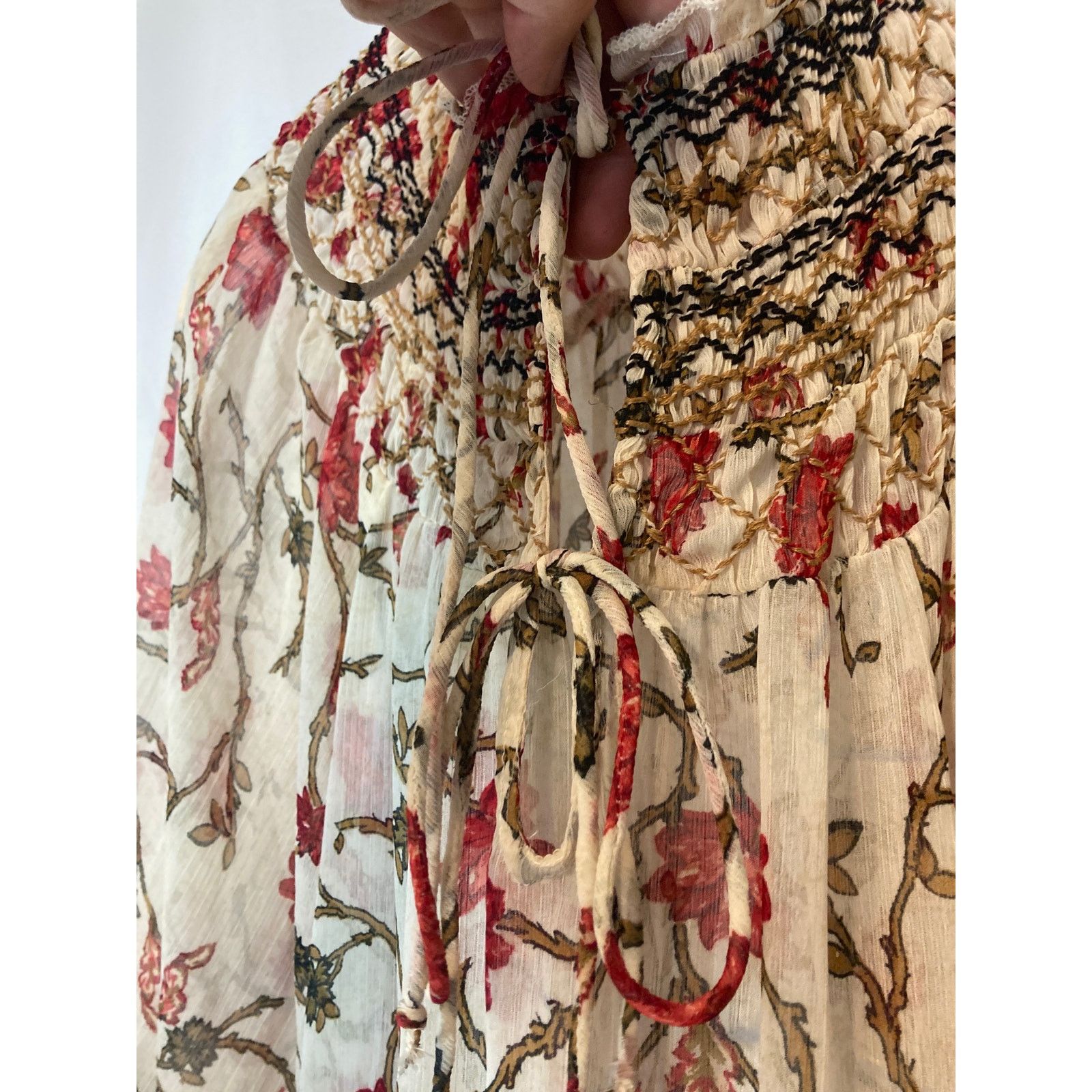 Free People Free People Keeping Up with Kara Ivory Floral Tunic Top Size S / US 4 / IT 40 - 5 Thumbnail