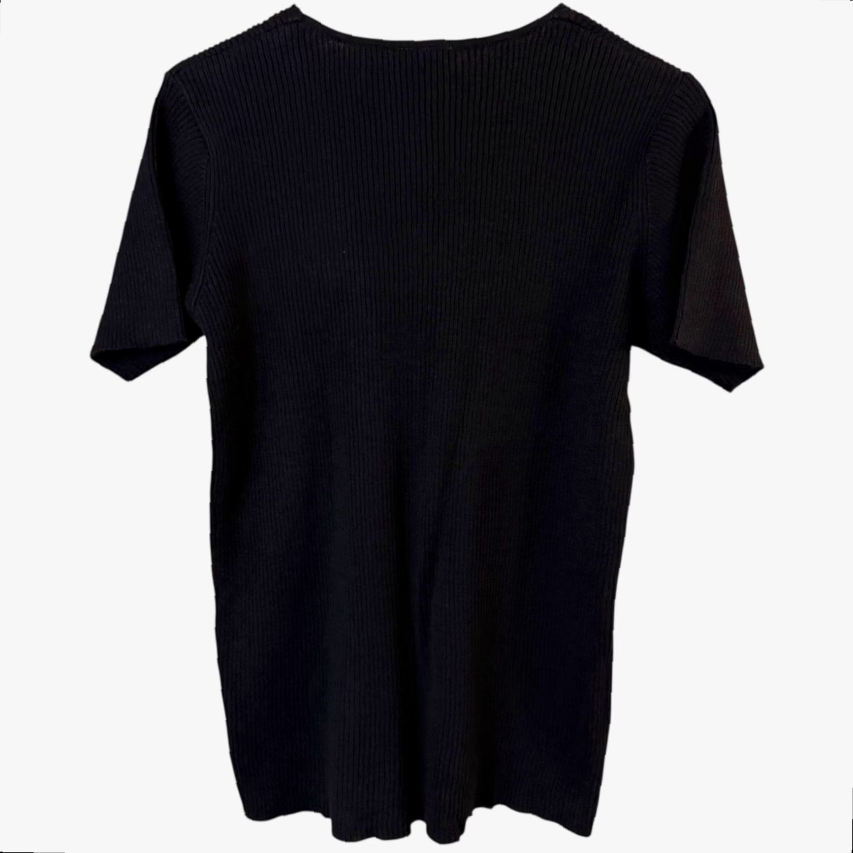 Vintage VINTAGE Mervyn's Partners Rib-Knit V-Neck Shirt Top Blouse Women M Black 55% Ramie 45% Cotton All-Season City Classic Vintage Brand Shirts Womens Size M / US 6-8 / IT 42-44 - 4 Thumbnail