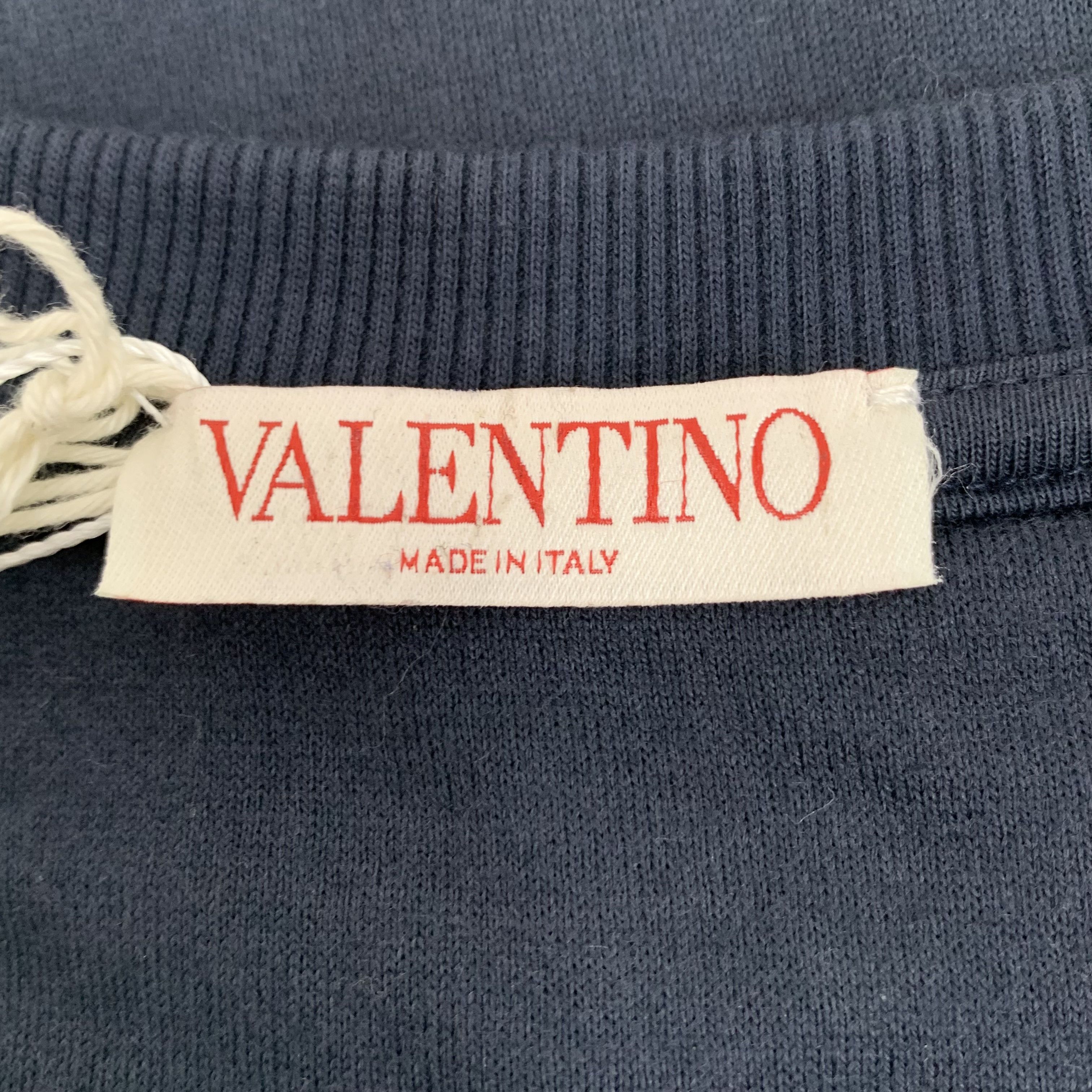 Valentino Valentino Navy Logo Embroidered Cotton Sweatshirt (Size M) Size US M / EU 48-50 / 2 - 2 Thumbnail