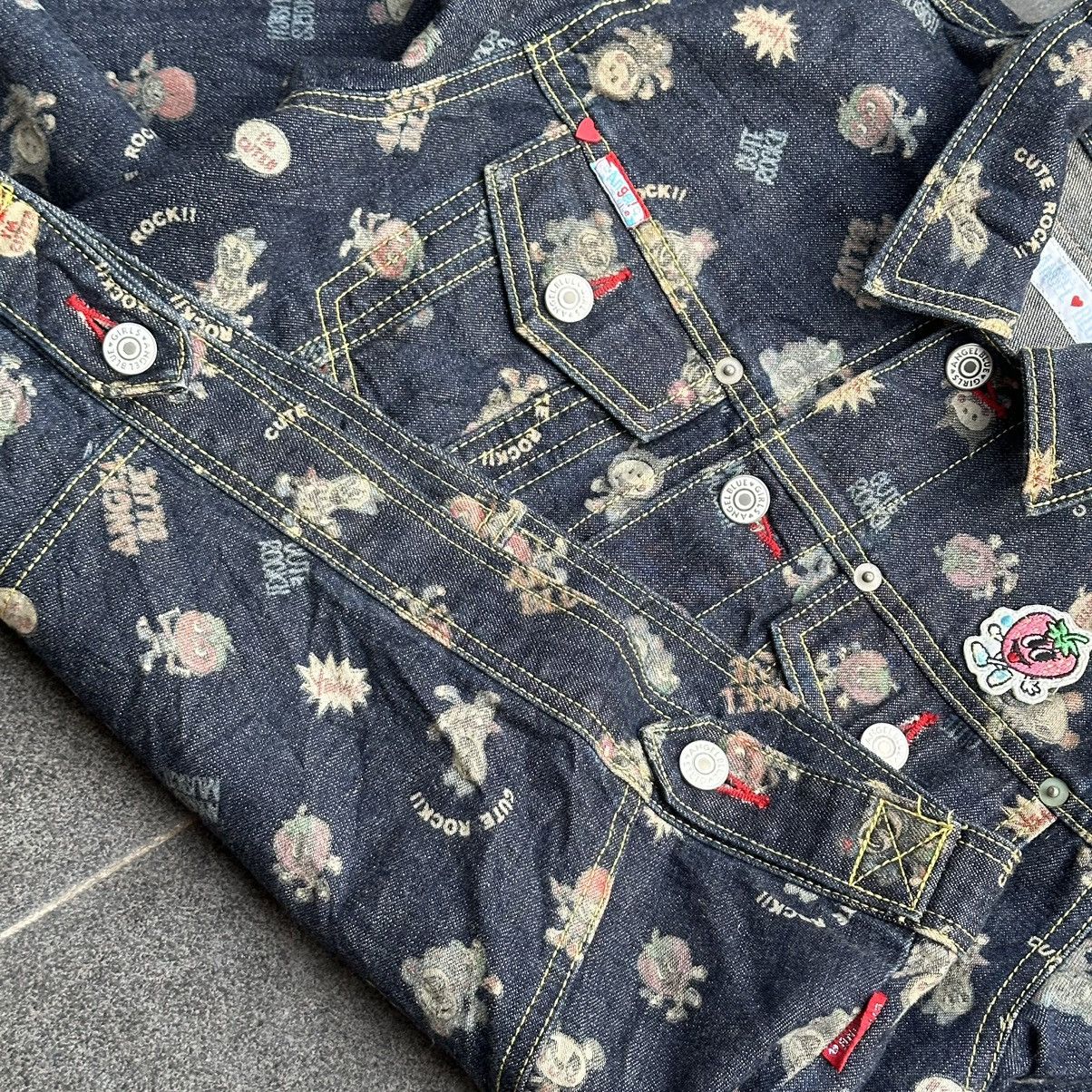 Angel Blue × Hysteric Glamour × Japanese Brand 2000s Angel Blue Printed Cute Rock Denim Jacket Size M / US 6-8 / IT 42-44 - 5 Thumbnail