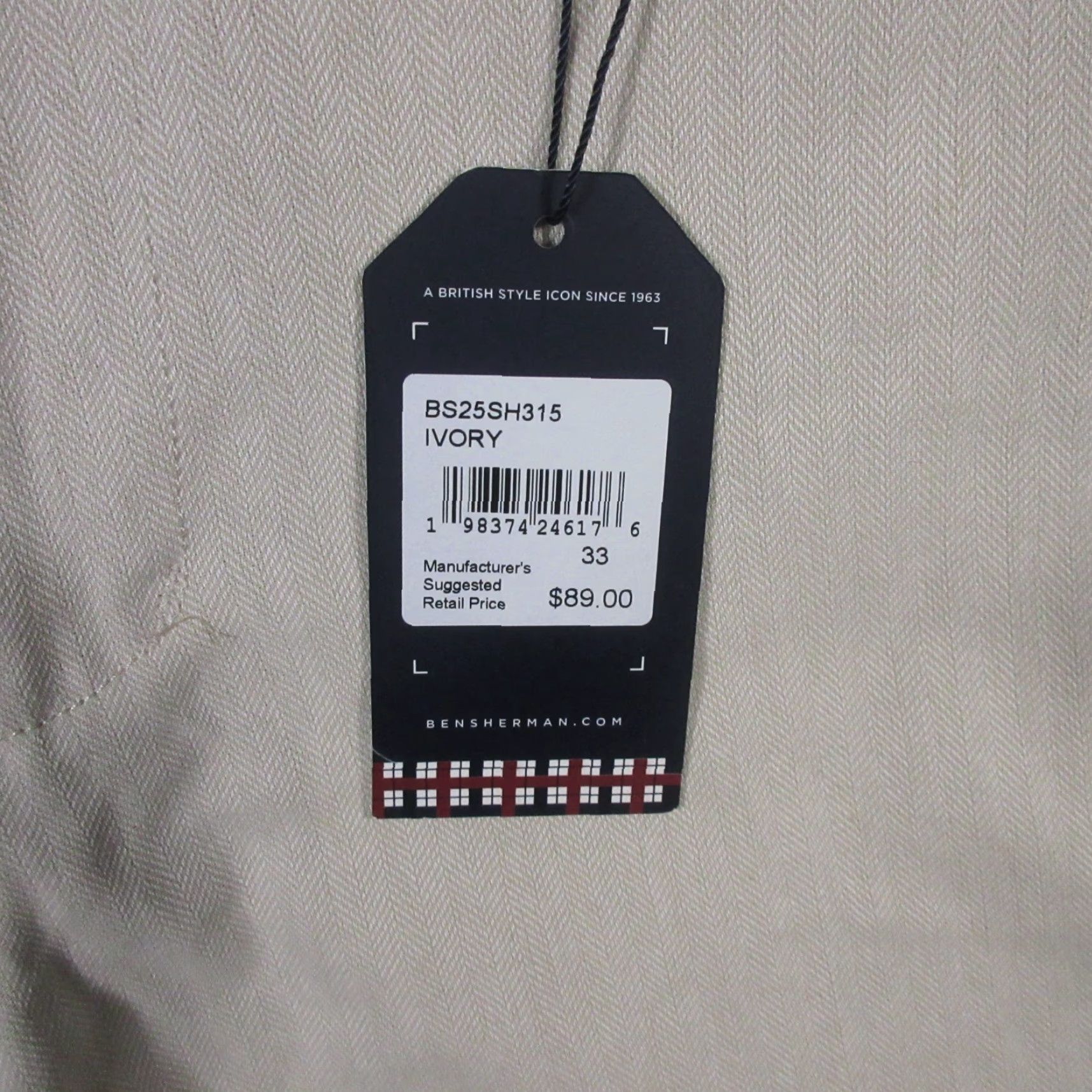 Ben Sherman BEN SHERMAN Shorts Men's 33 Ivory Regular Fit Chino Preppy Golf 89.00 NEW NWT Size US 33 - 5 Thumbnail