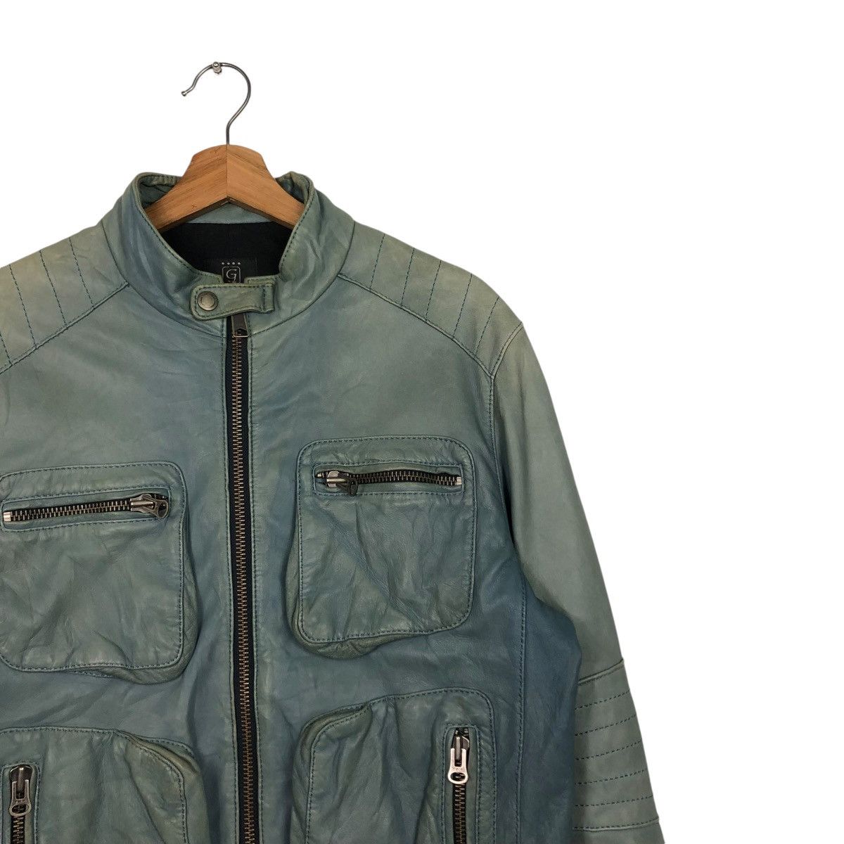 Japanese Brand 🔥VINTAGE CROPPED BIKER LEATHER JACKET G-STAGE ISSEY MIYAKE Size US M / EU 48-50 / 2 - 8 Thumbnail