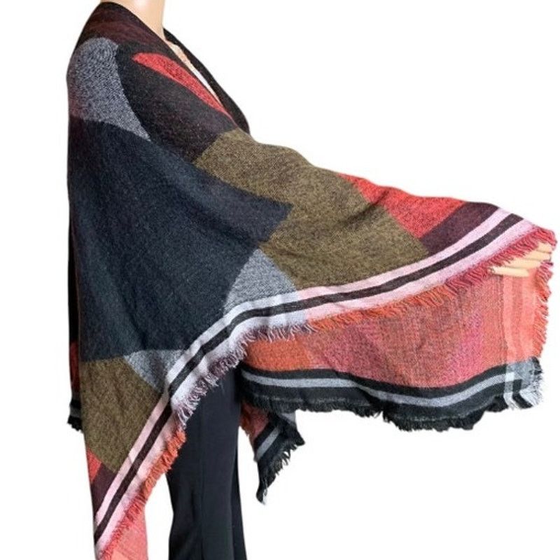 Other Marc New York Poncho Buffalo Plaid Cardigan Tassel & Fringes Size ONE SIZE - 2 Thumbnail