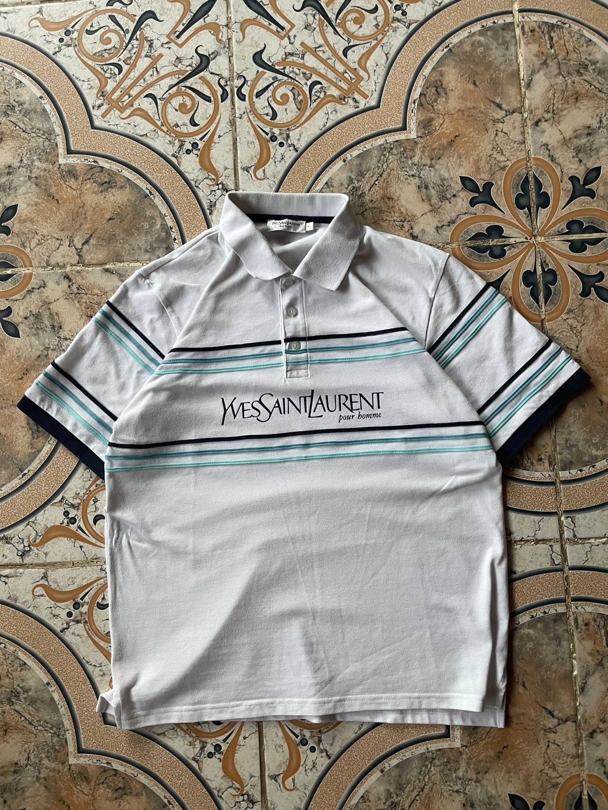 Yves Saint Laurent White Polo Shirt YSL Size US XL / EU 56 / 4 - 1 Thumbnail