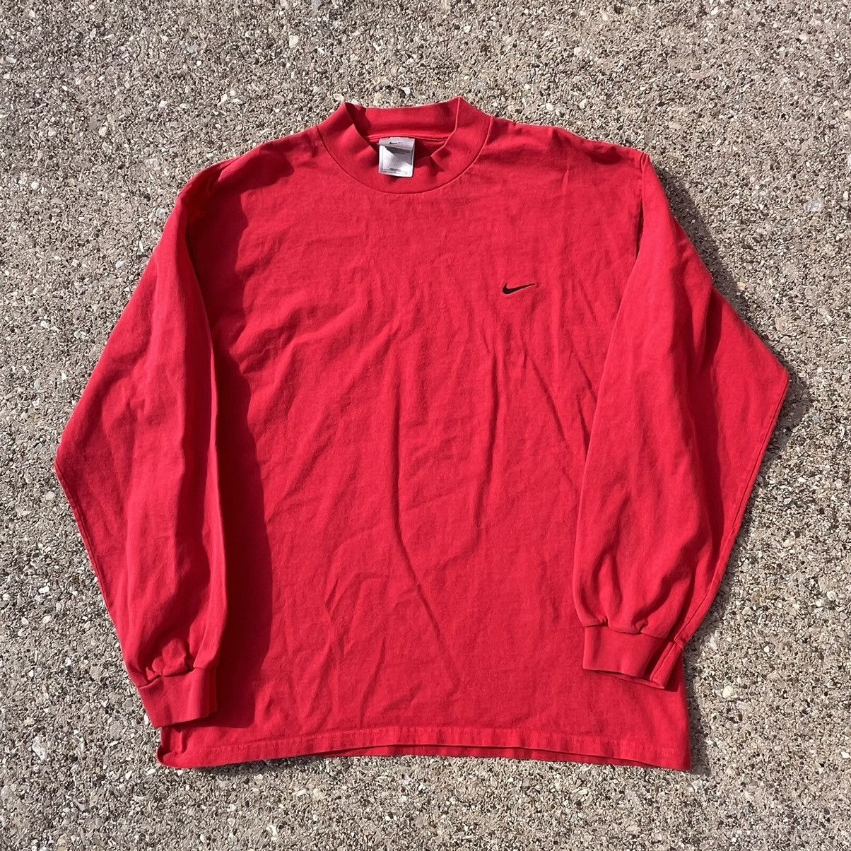 Nike × Vintage Vintage 90s Nike Mock Neck Longsleeve Size US L / EU 52-54 / 3 - 1 Thumbnail