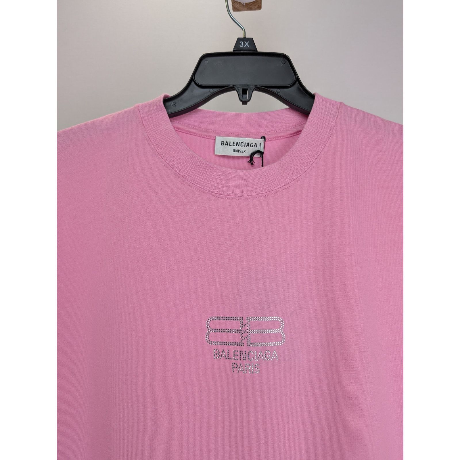 Balenciaga o1rshd1 BB Paris Icon Vintage Jersey Strass T-Shirt in Pink Size US XL / EU 56 / 4 - 6 Thumbnail