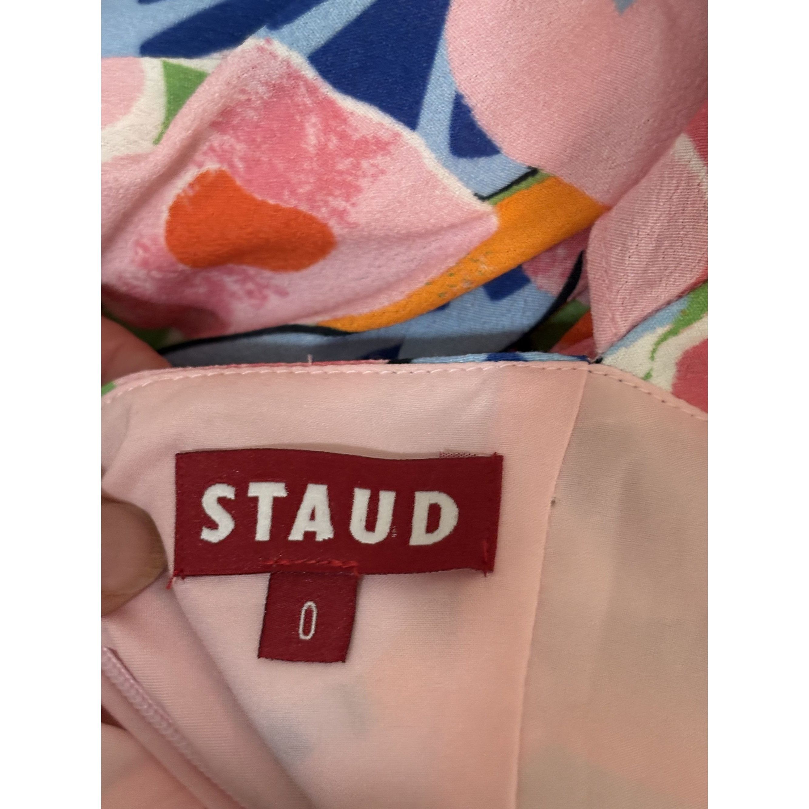 Staud NWT Staud Chiquita Dress 0 Flutter Peach Multi Pleated Flora Size XS / US 0-2 / IT 36-38 - 5 Thumbnail