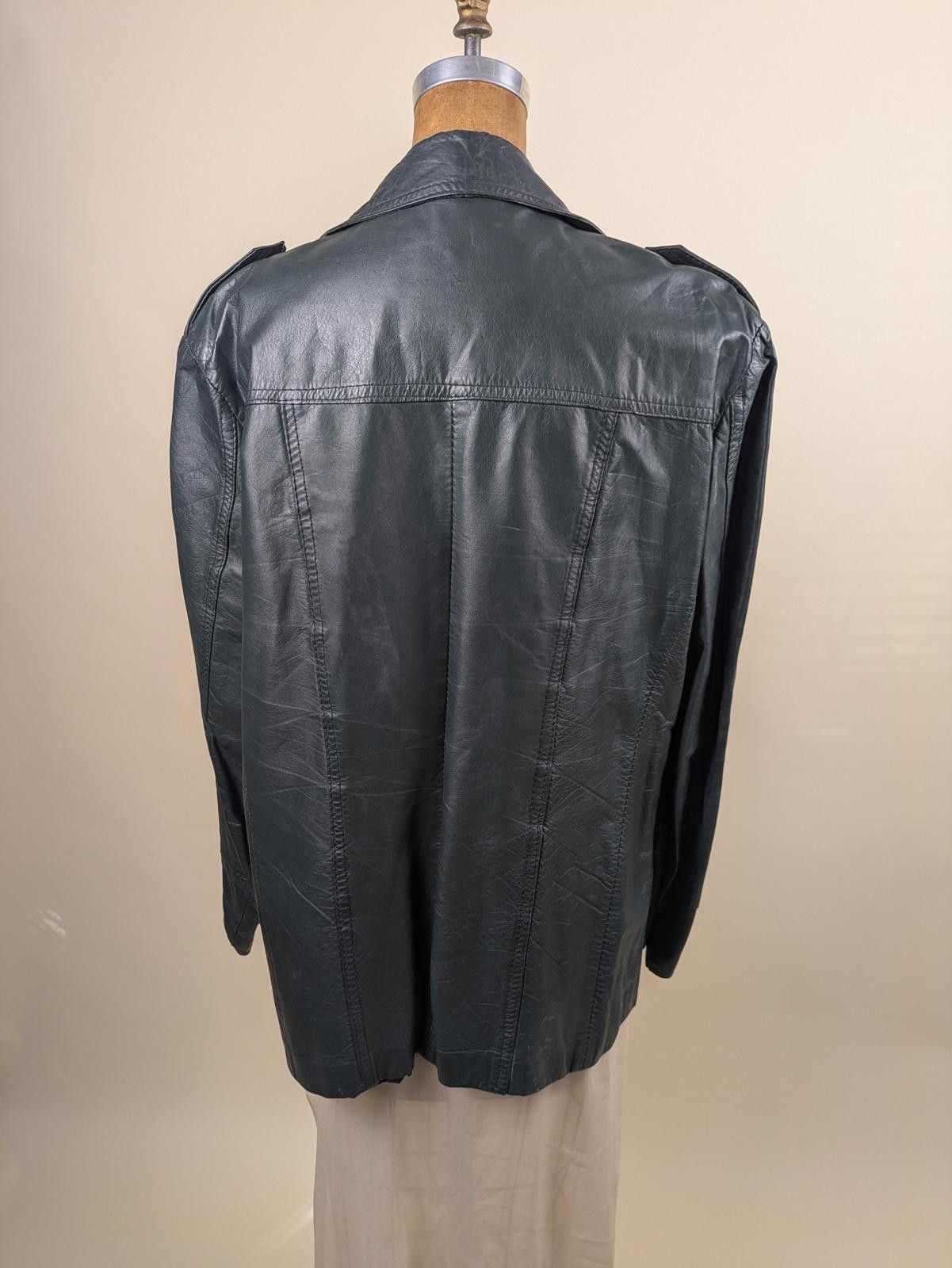 Windsor Smith 1990's green leather oversized jacket Size L / US 10 / IT 46 - 5 Thumbnail