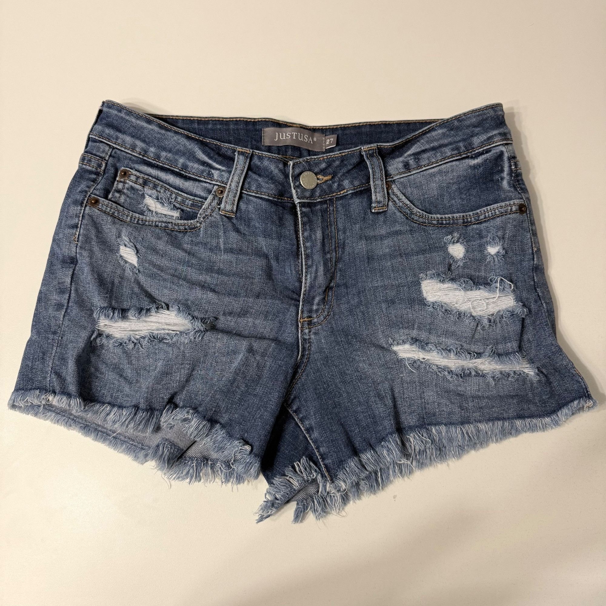 Other Just Usa Distressed Denim Shorts With Raw Hem Size 27 Womens Size 27" / US 4 / IT 40 - 1 Thumbnail