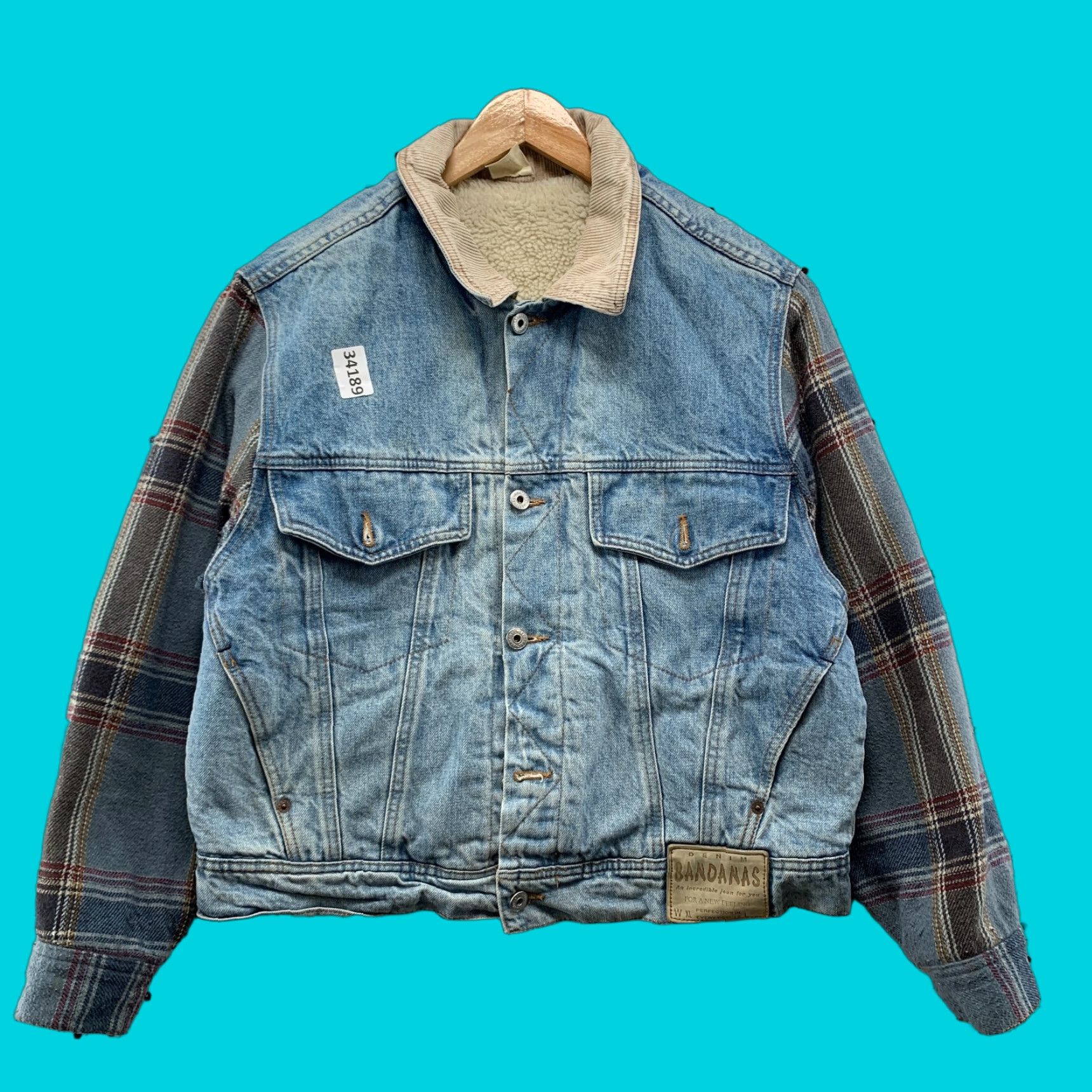 Denime VINTAGE Bandana Jacket Denim Trucker Women Size 5 Blue Sherpa Lined Adult Womens 5 Blues 90s Theme Ladies Size S / US 4 / IT 40 - 1 Thumbnail
