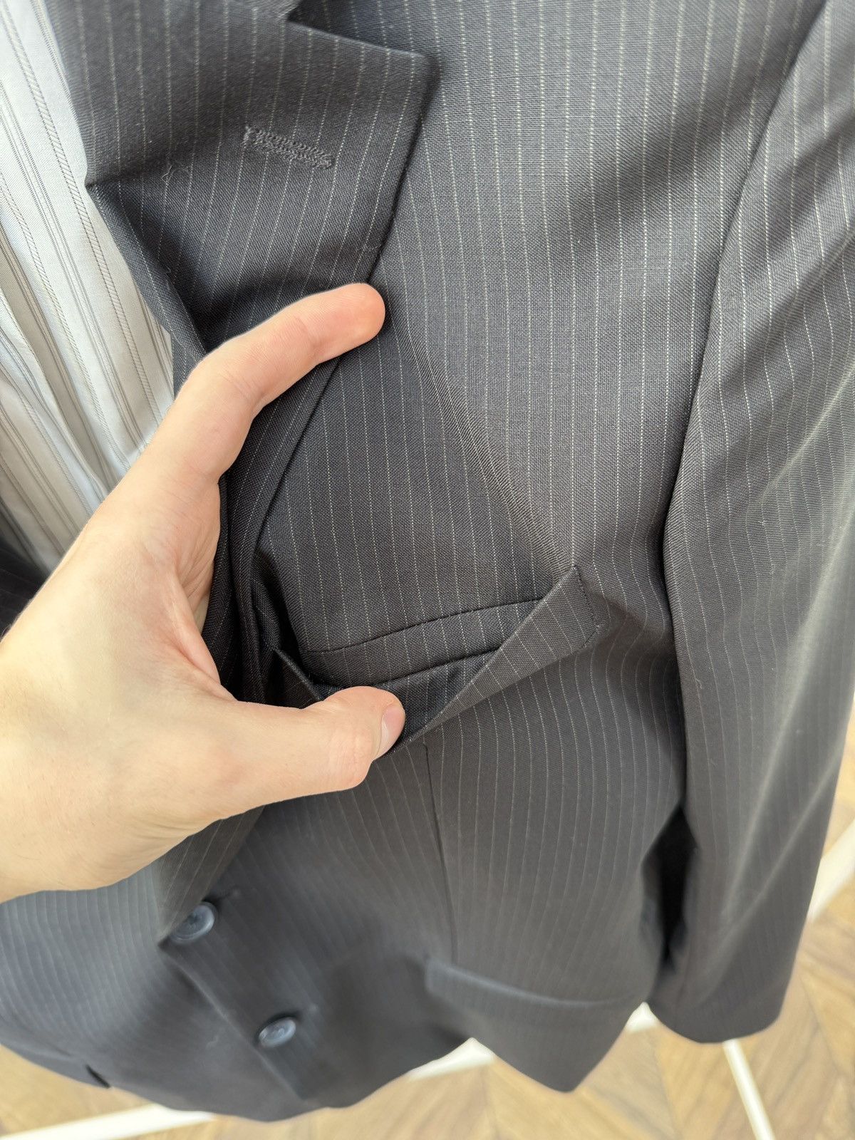 Dolce & Gabbana Vintage Dolce & Gabbana Black Pinstripe Suit Size 50R - 5 Thumbnail