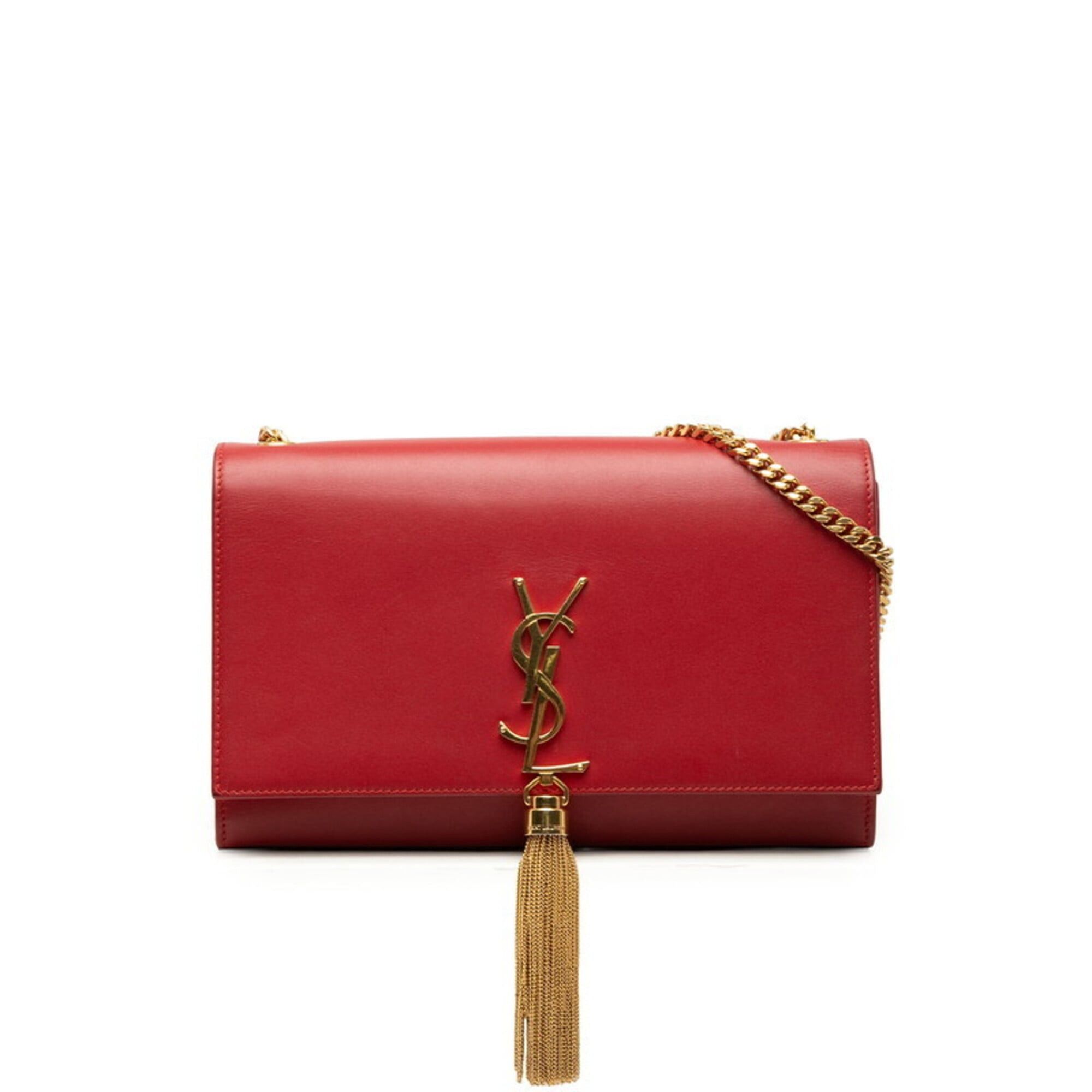 Saint Laurent Paris Saint Laurent Kate Tassel Medium YSL Logo Chain Shoulder Bag, Red Leather, Women's. Size ONE SIZE - 1 Thumbnail