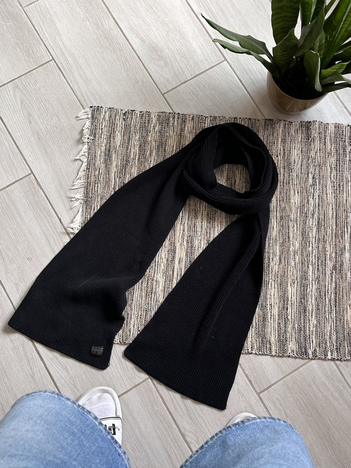 G-Star × Vintage G-Star RAW Scarf black knitted warm long Size ONE SIZE - 2 Thumbnail