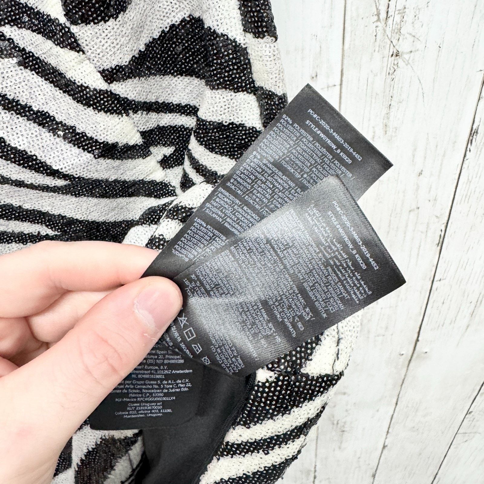 Guess Guess Dress Small Black White Zebra Sequin One Shoulder Mini Size S / US 4 / IT 40 - 5 Thumbnail