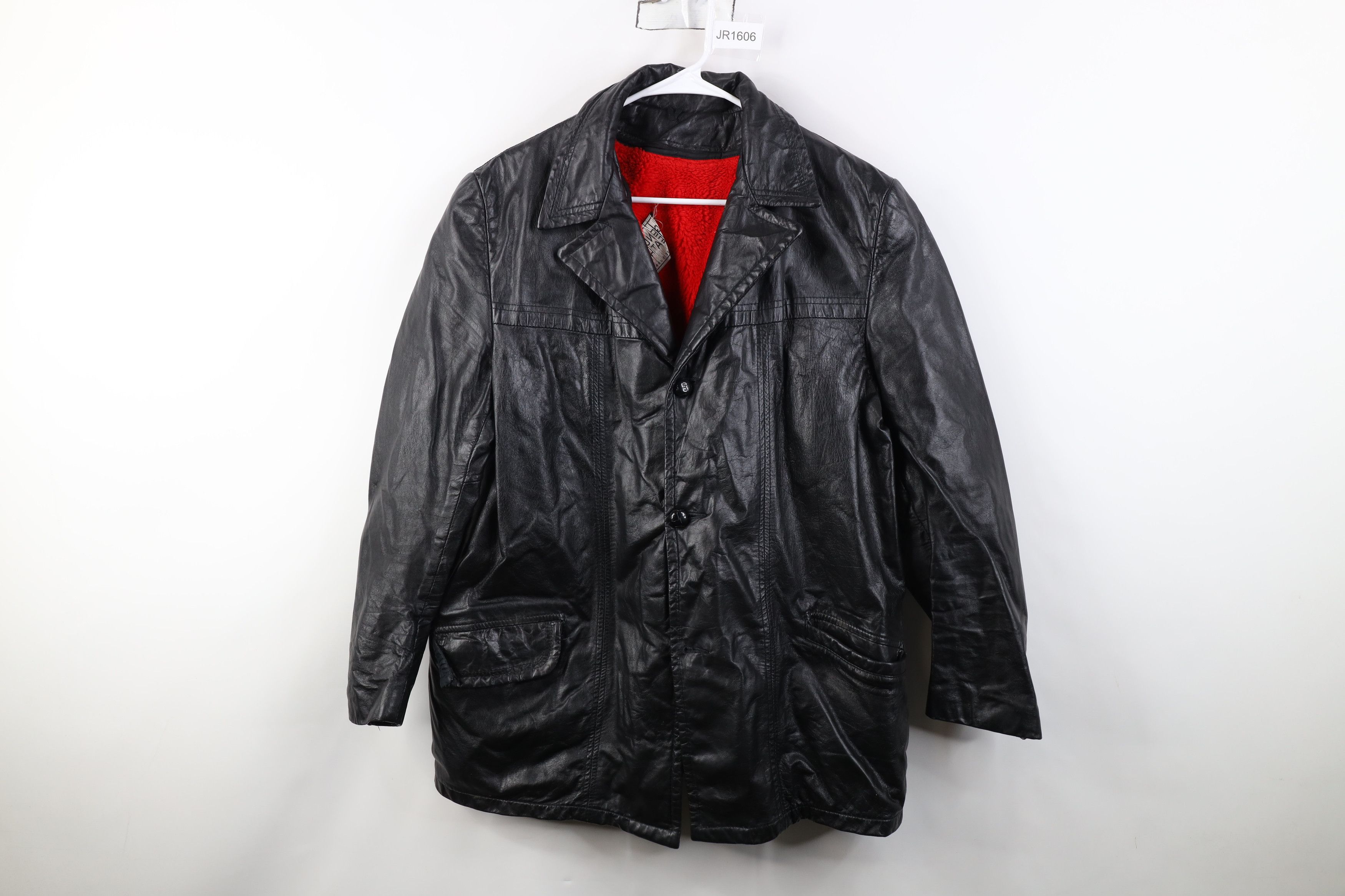 Vintage Vintage 70s Streetwear Lined Full Button Leather Jacket Size US L / EU 52-54 / 3 - 1 Thumbnail