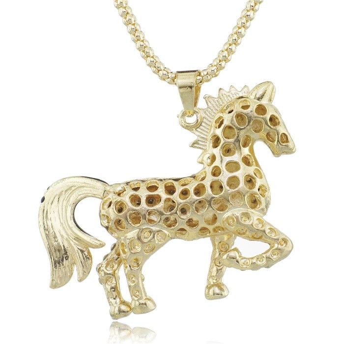 Jewelry Enamel Horse Crystal Long Chain Necklaces Size ONE SIZE - 3 Thumbnail