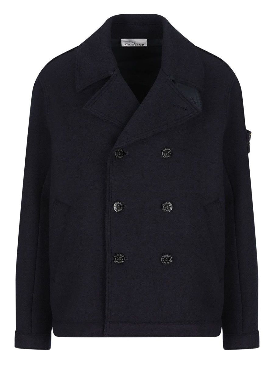 Stone Island STONE ISLAND DOUBLE-BREASTED COAT - BLUE Size US XL / EU 56 / 4 - 1 Thumbnail