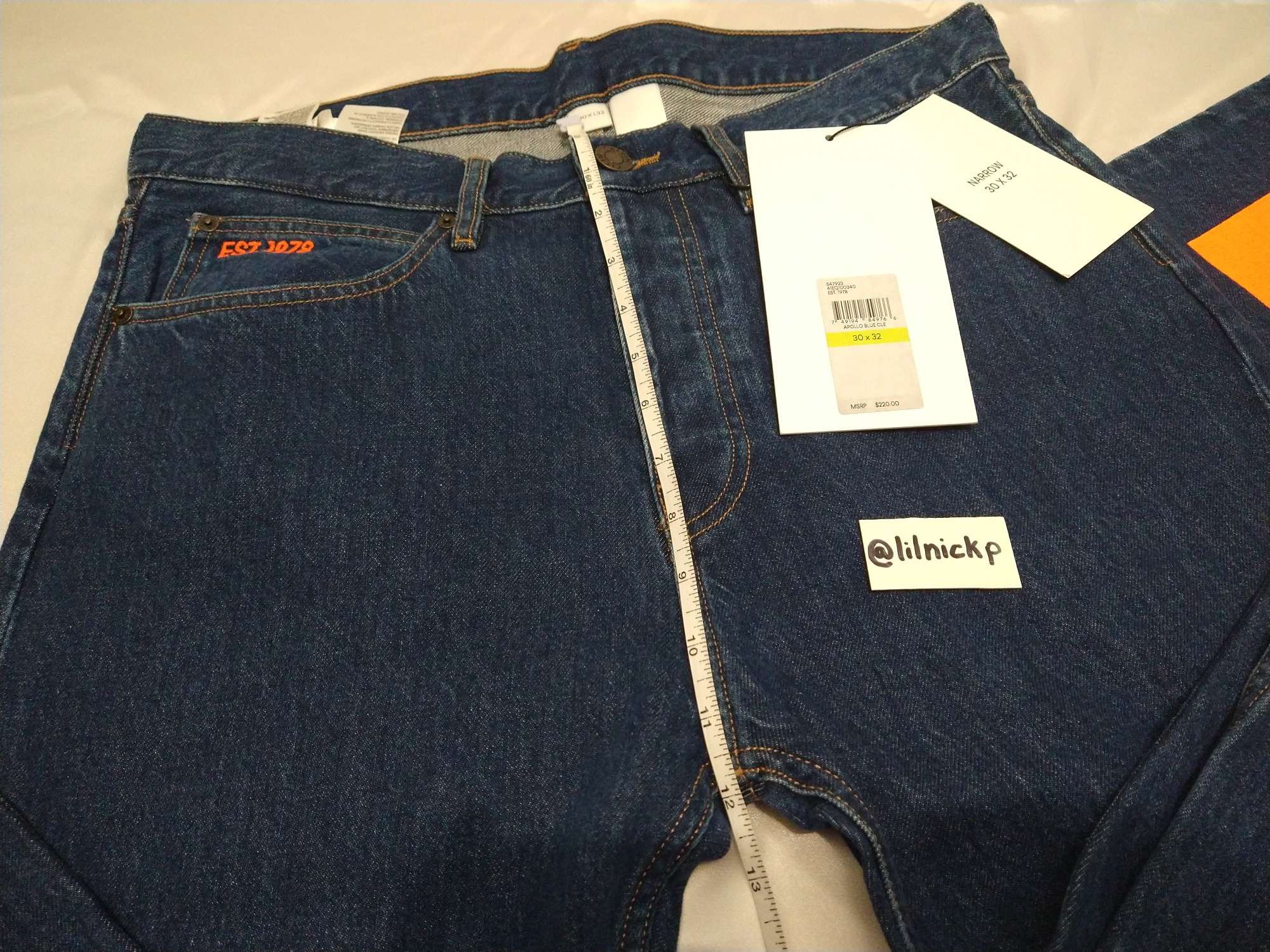 Calvin Klein 205W39NYC EST. 1978 Narrow Leg Apollo Blue Jeans Size US 30 / EU 46 - 7 Thumbnail
