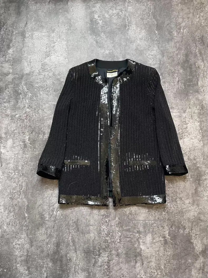 Saint Laurent Paris Saint Laurent Paris Black Scale Open Cardigan Size S / US 4 / IT 40 - 1 Thumbnail