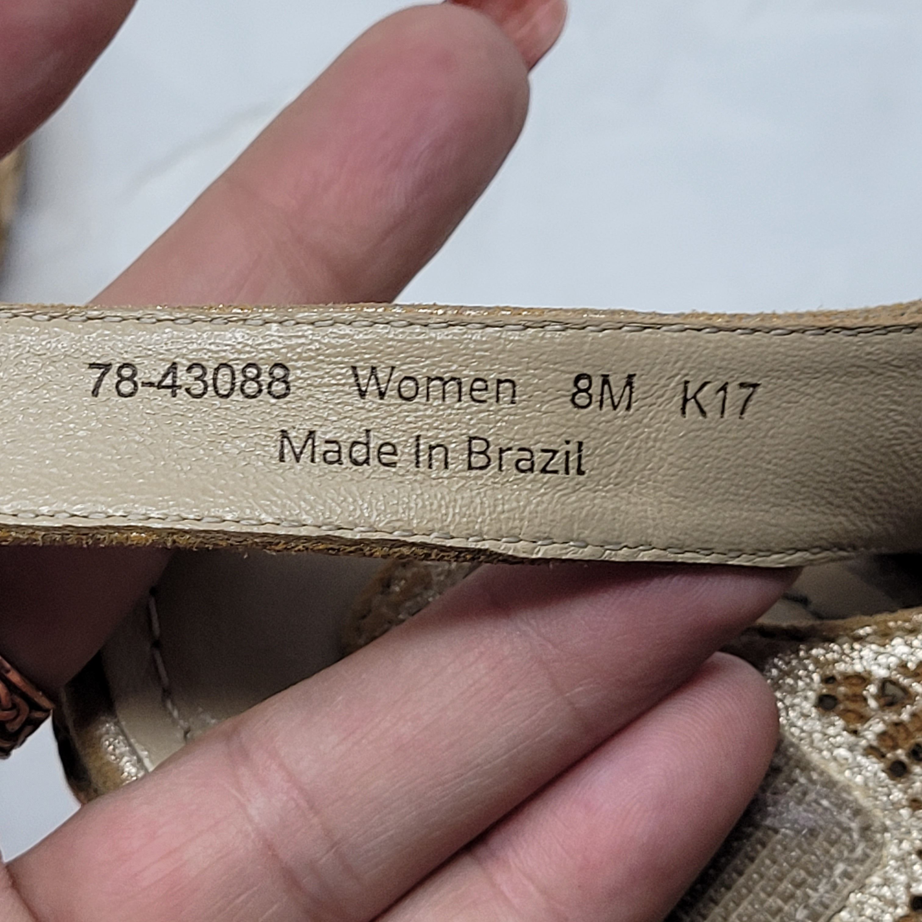 Johnston & Murphy Leather Gold Metallic Georgiana Wedge Sz 8 Espadrille Boho Size US 8 / IT 38 - 1 Thumbnail