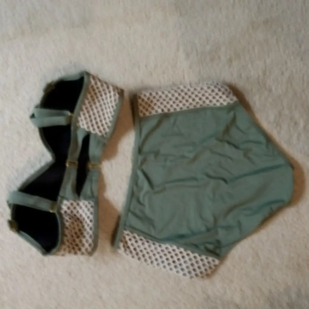 Other Green Mesh Retro High-Waist Bikini Set Size ONE SIZE - 2 Thumbnail