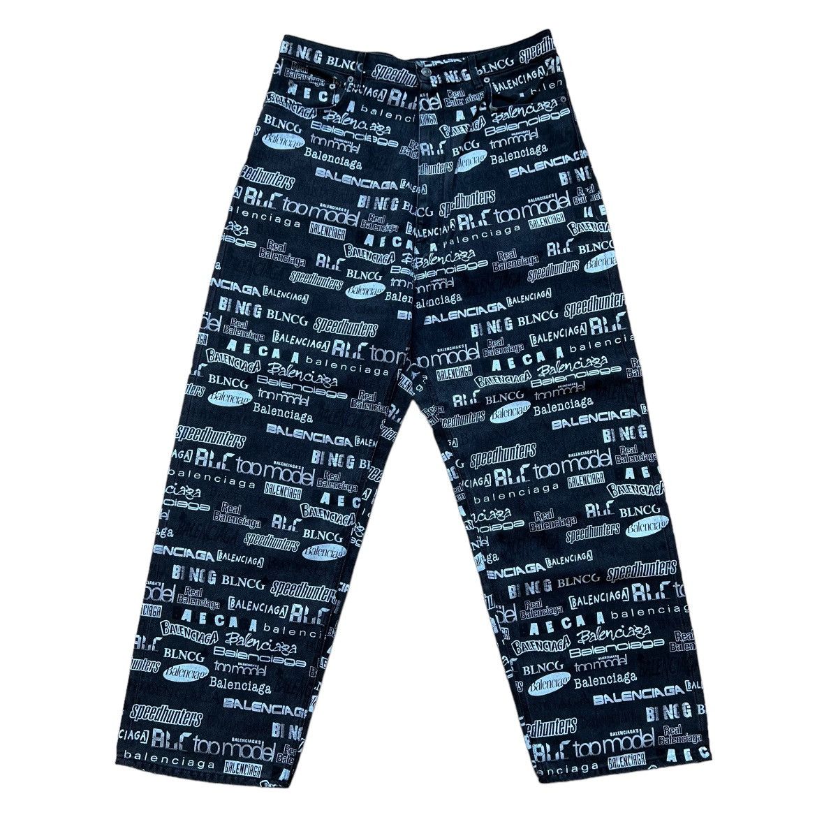 Balenciaga BALENCIAGA 20AW MULTI LOGO DENIM JACKET BAGGY PANTS SET Size 46S - 6 Thumbnail