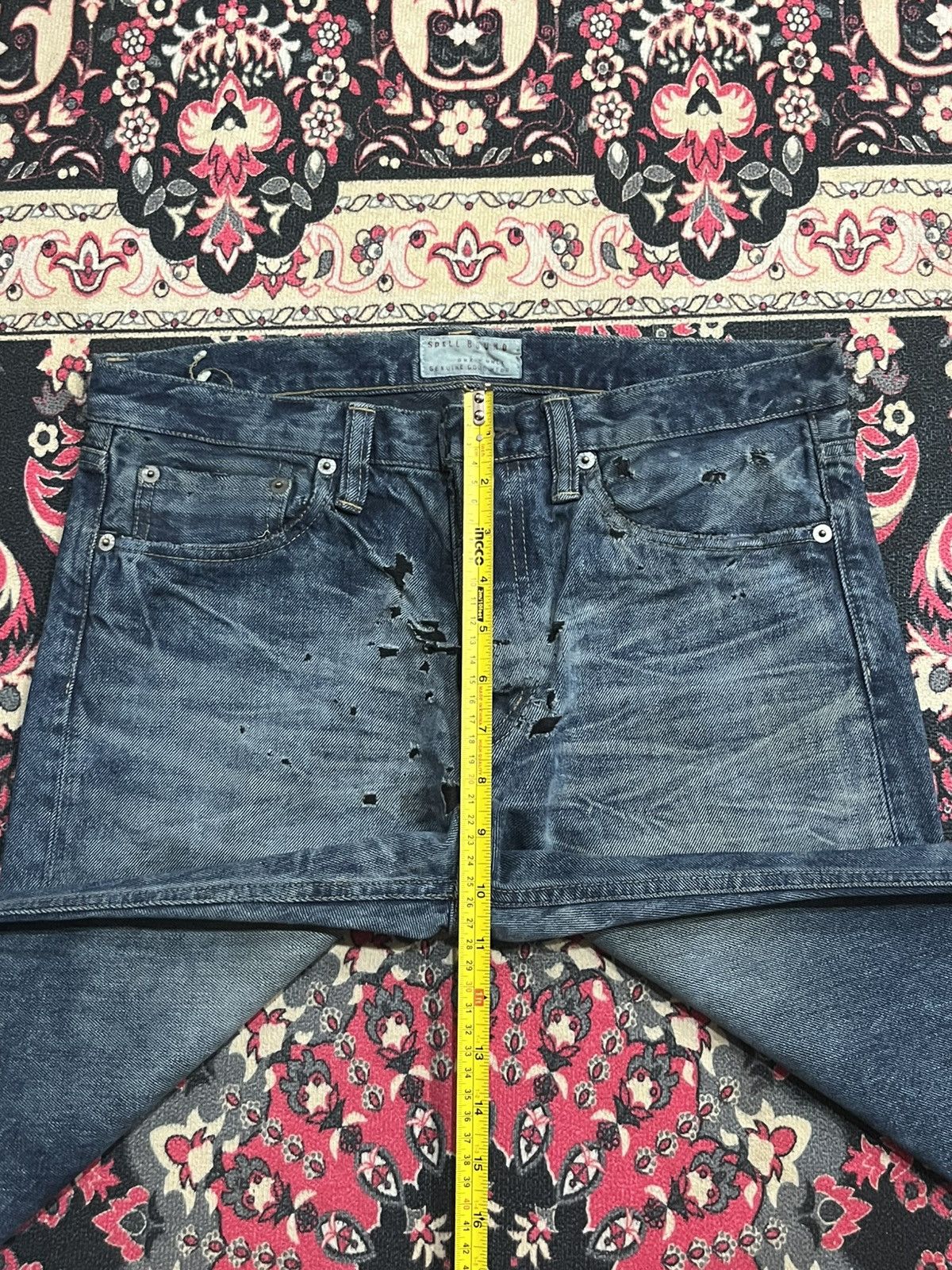 Spellbound Japanese Brand Spellbound Dark Faded Blue Fringe Ripped Jean Size US 30 / EU 46 - 13 Thumbnail