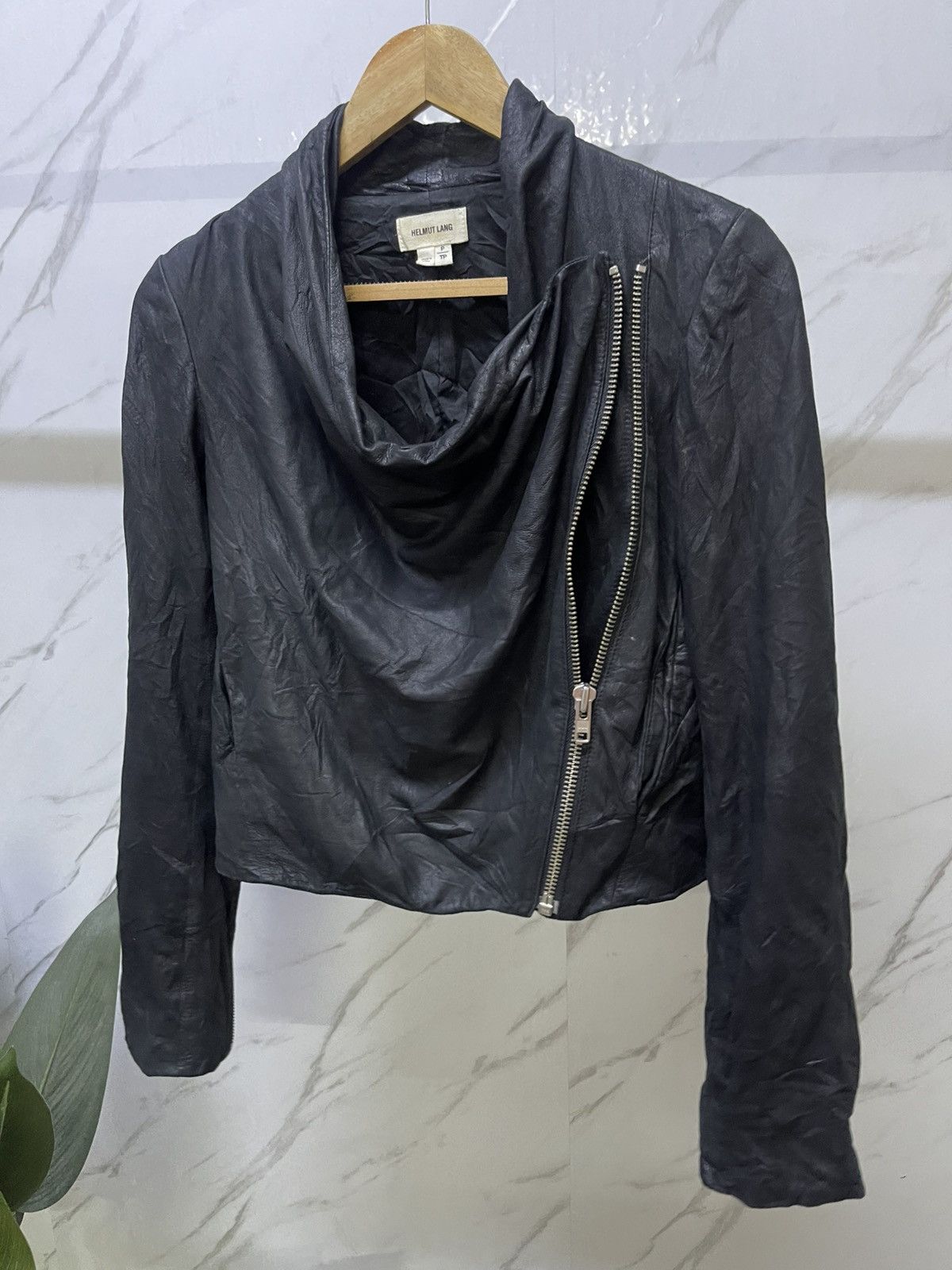 Helmut Lang Helmut Lang Draped Front Asymmetri-cal Lambskin Leather Size S / US 4 / IT 40 - 1 Thumbnail