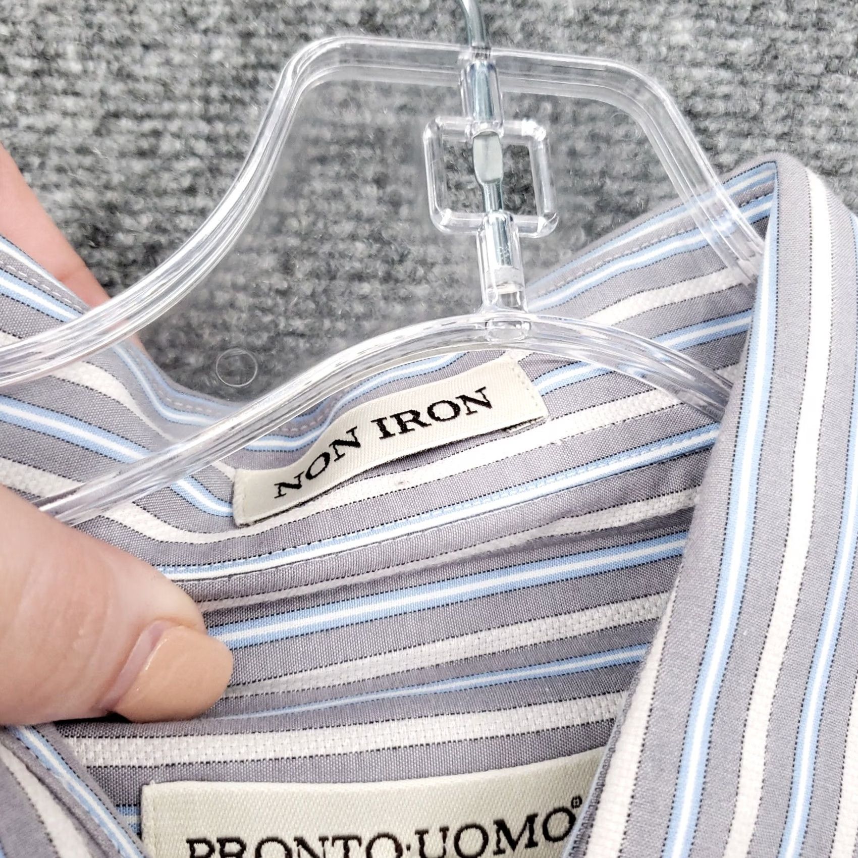 Pronto Uomo Pronto Uomo Button Up Shirt Mens XL Blue Striped Pocket Long Sleeves Non Iron Size US XL / EU 56 / 4 - 4 Thumbnail