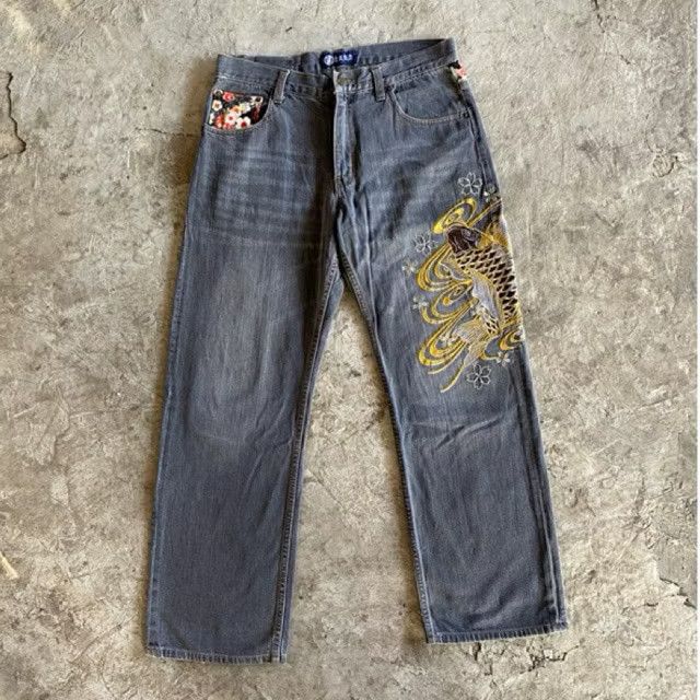 Hysteric Glamour Japanese KOI fish embroidery denim Size US 31 - 1 Thumbnail