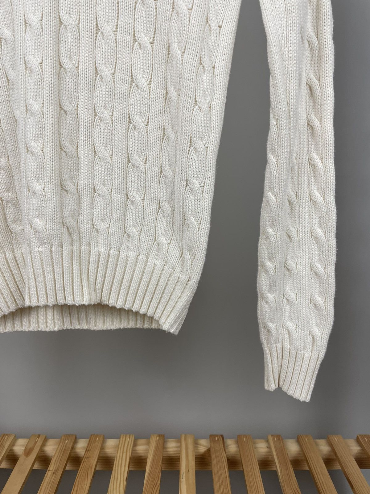Polo Ralph Lauren × Ralph Lauren × Vintage Polo Ralph Lauren cable knit cotton v neck sweater women’s Size S / US 4 / IT 40 - 4 Thumbnail