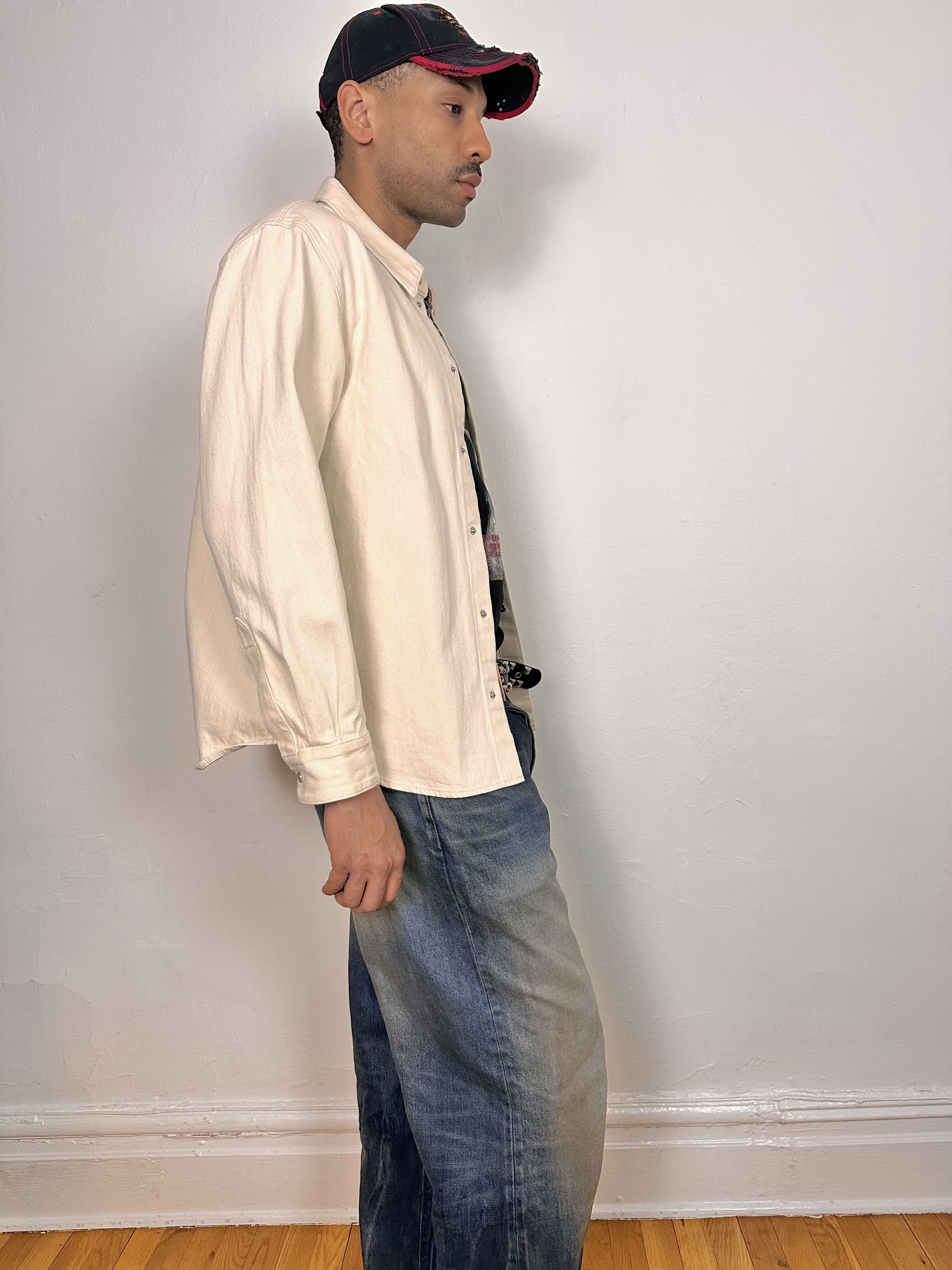Helmut Lang New Helmut Lang Creme Denim Shirt - Large Size US L / EU 52-54 / 3 - 3 Thumbnail