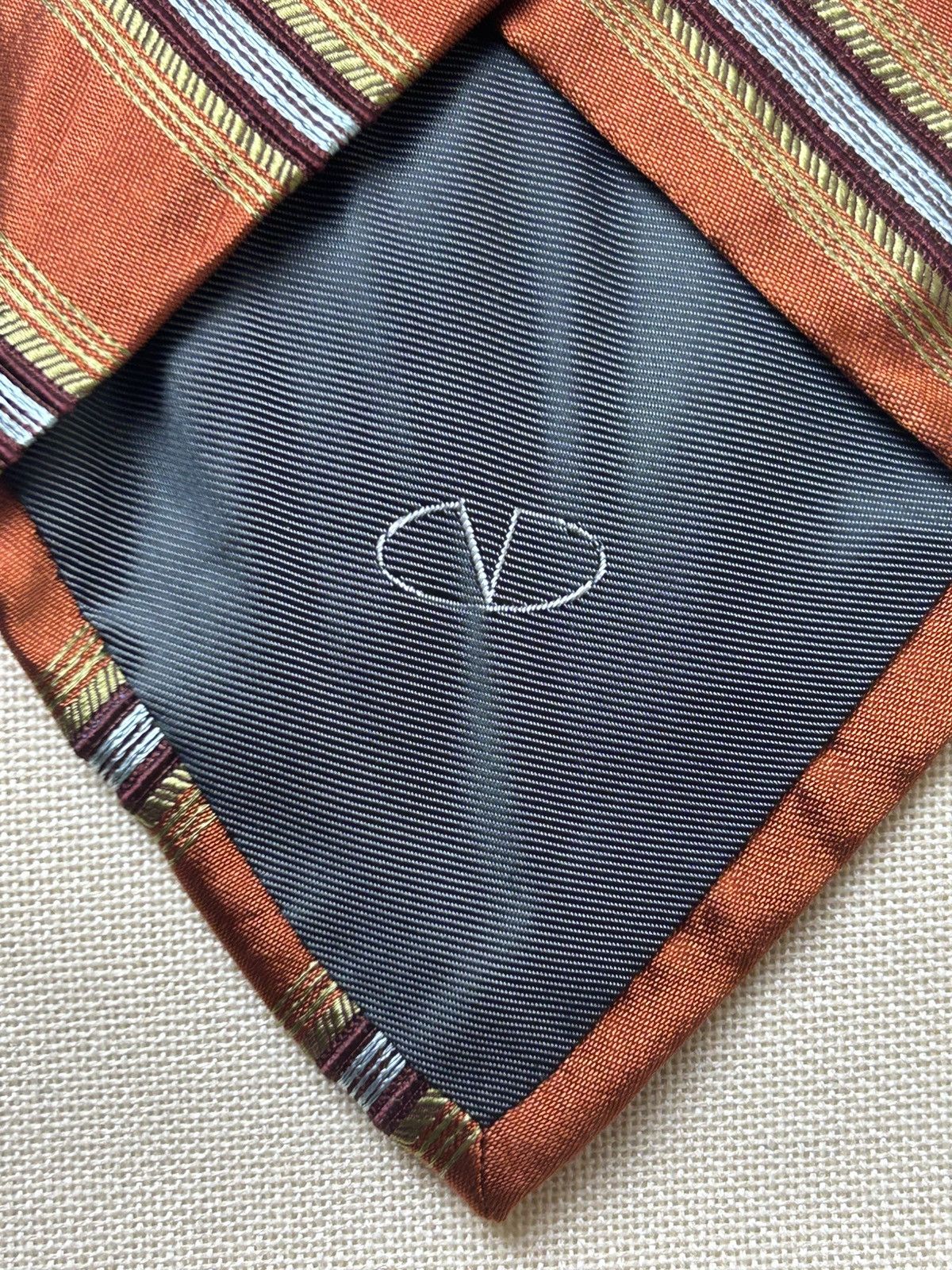 Valentino Valentino orange striped Silk Mens Tie Size ONE SIZE - 7 Thumbnail