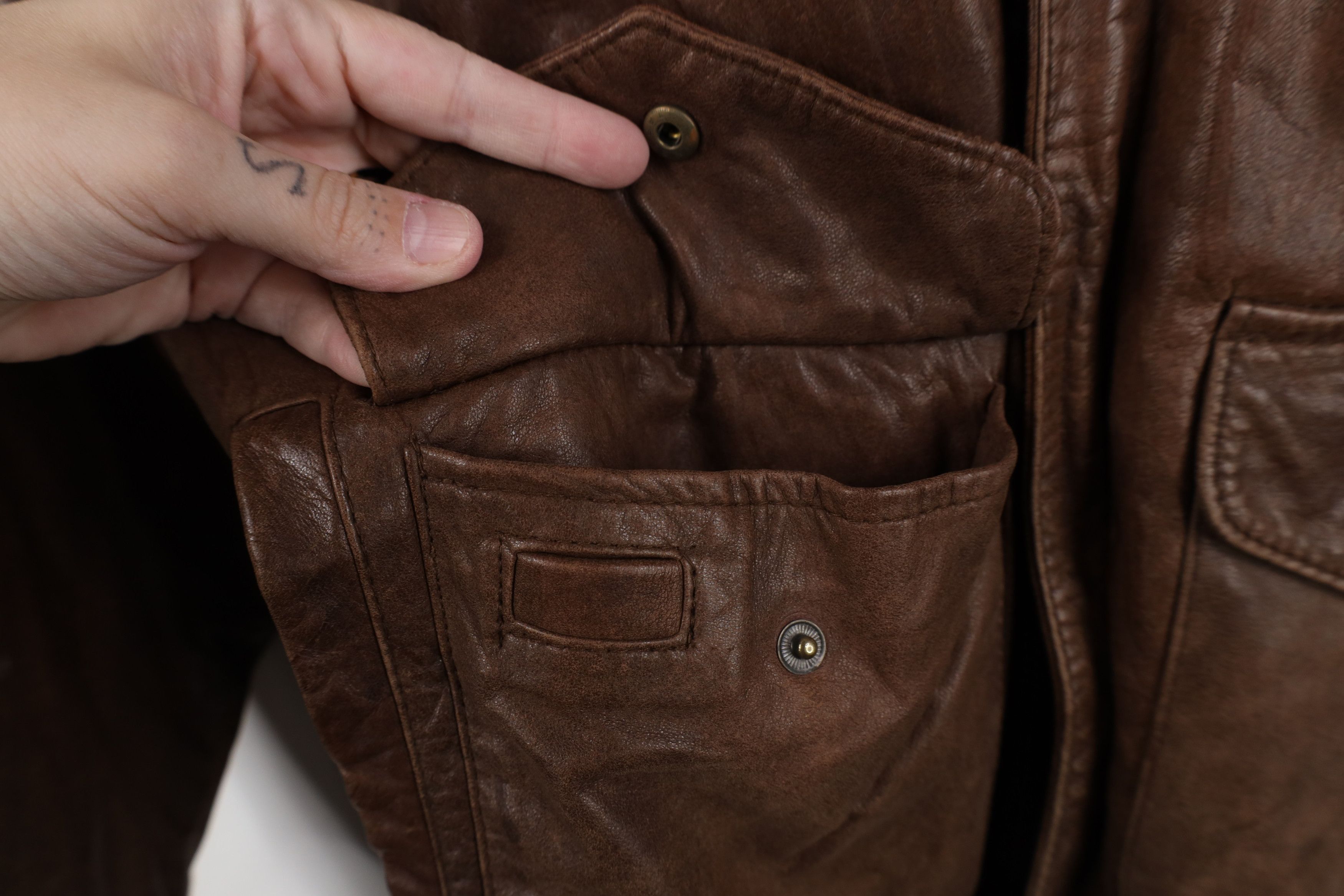 Vintage Vintage 90s Streetwear Leather Flight Bomber Jacket Size US M / EU 48-50 / 2 - 6 Thumbnail