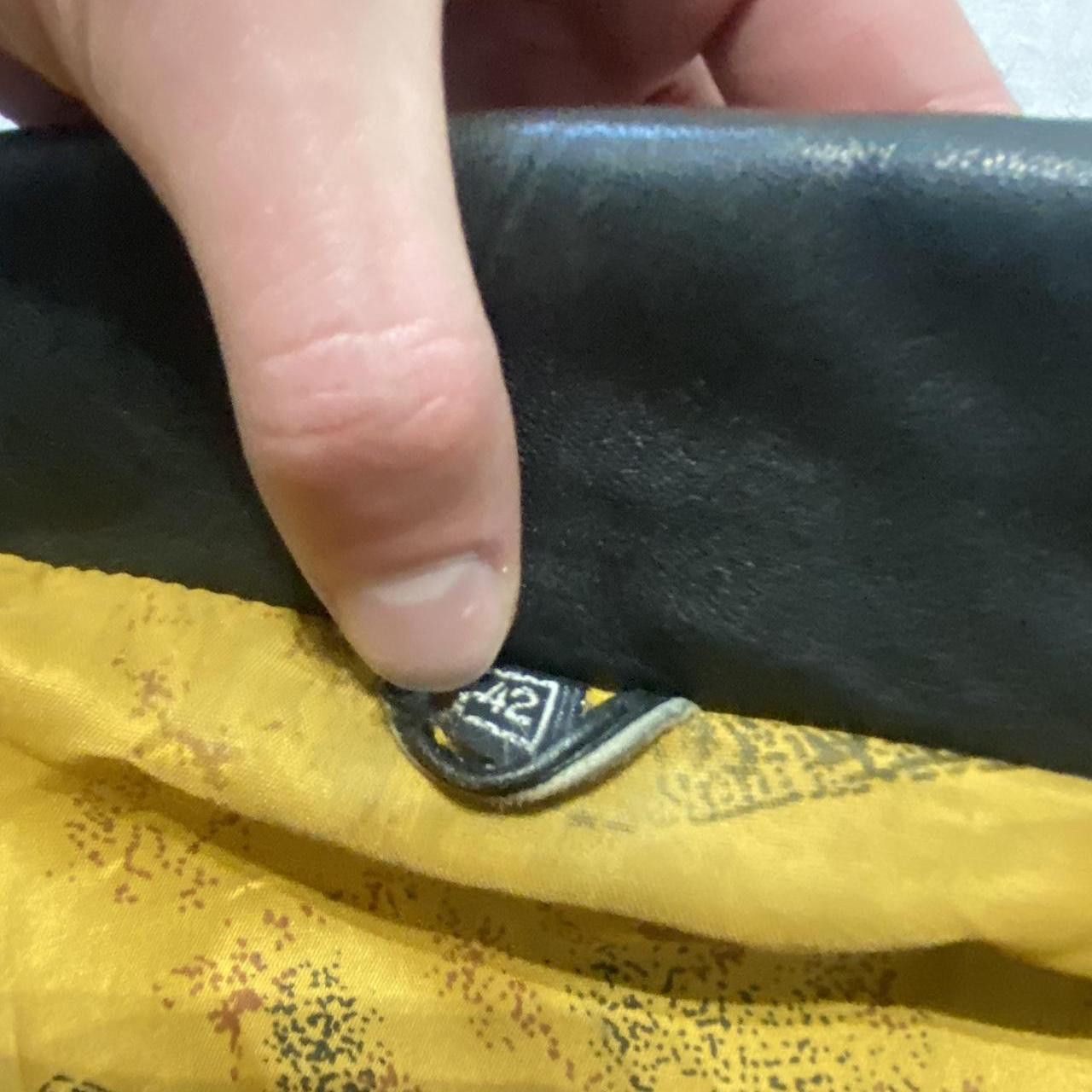 Other Black leather jacket with a hint of yellow, featuring Size 36R - 5 Thumbnail