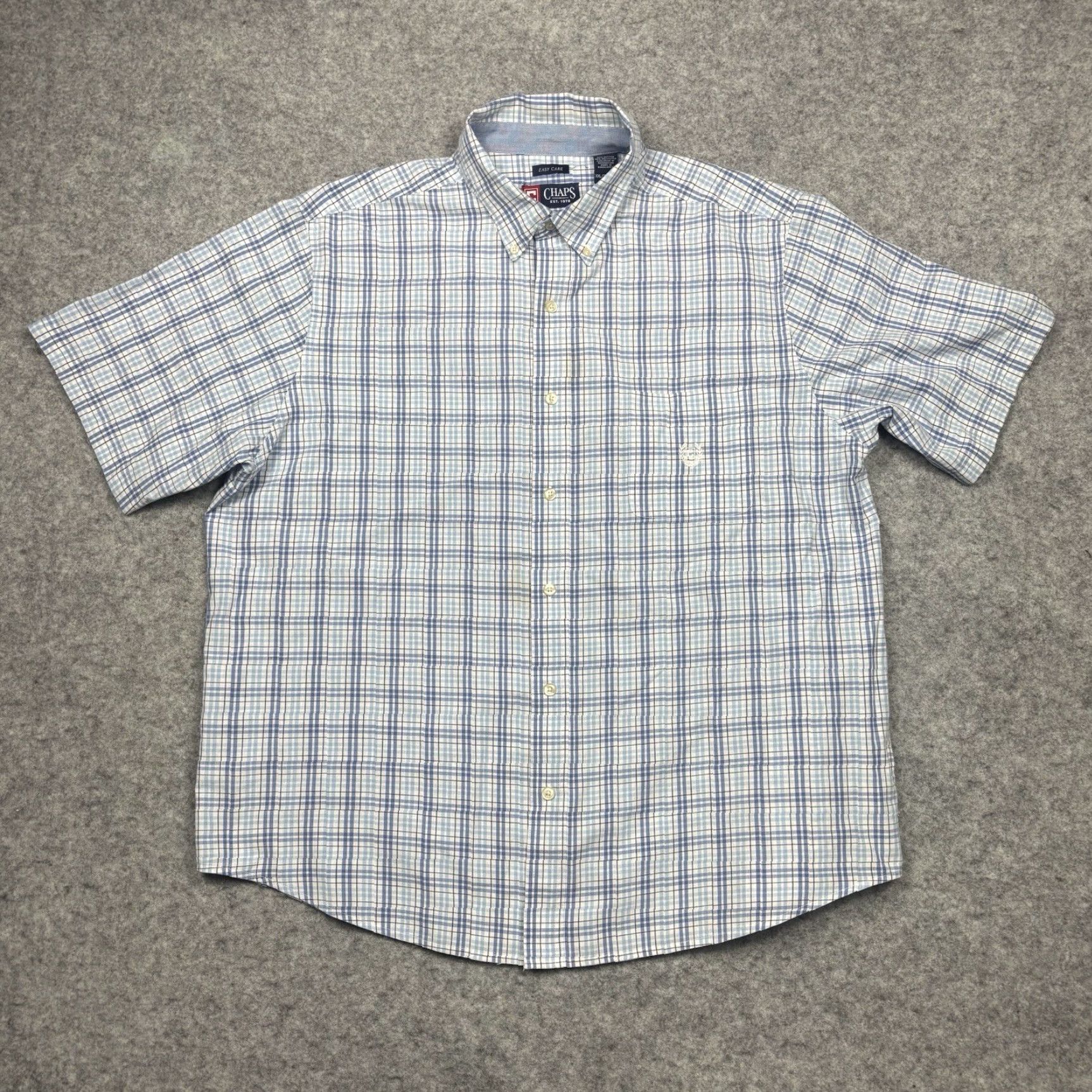 Chaps Chaps Blue Multicolor Plaid Short Sleeve Button Shirt Mens 2XL Size US XXL / EU 58 / 5 - 5 Thumbnail