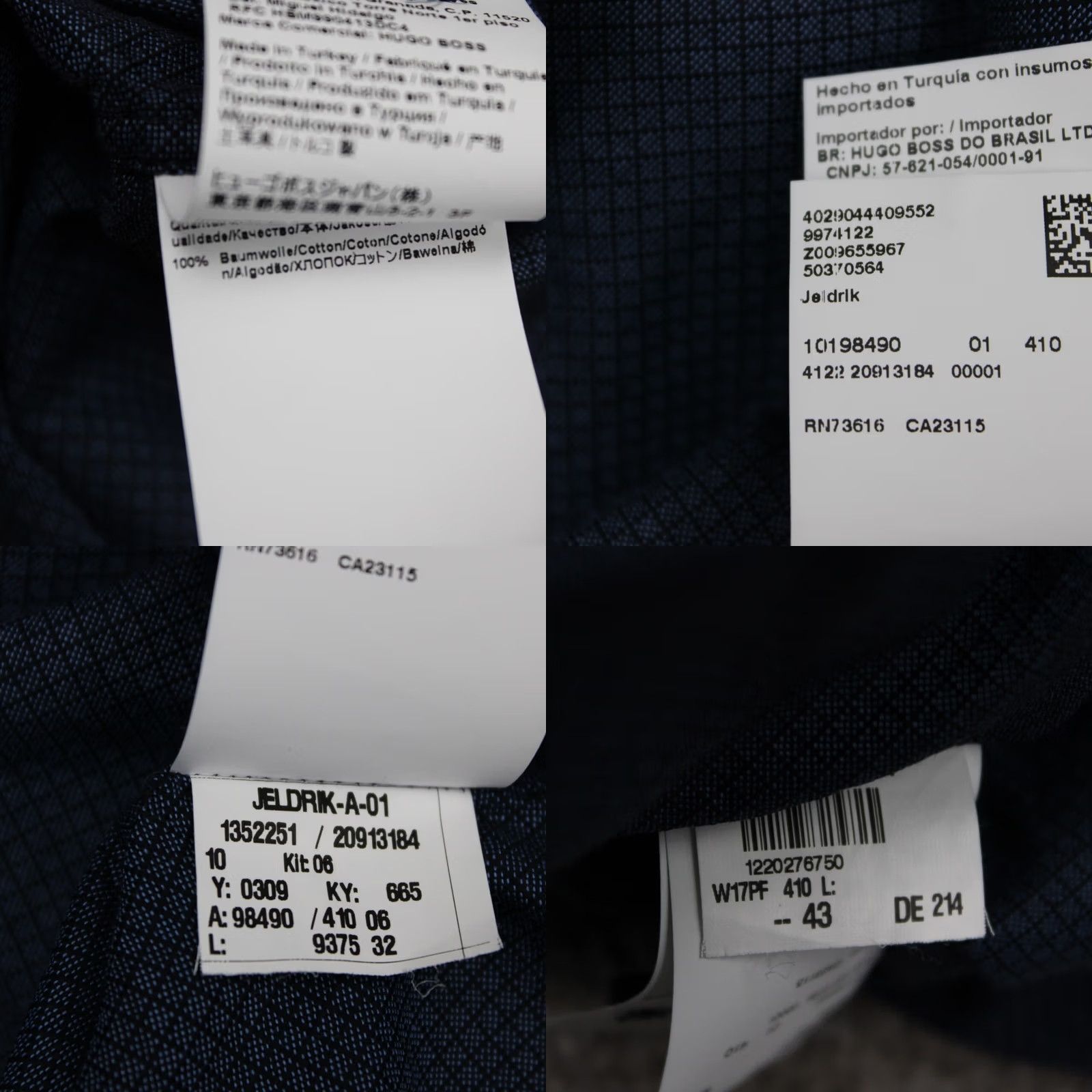 Hugo Boss HUGO BOSS Shirt Mens 17, 43 Blue Check Cotton L/S Button Dress Shirt Size US XL / EU 56 / 4 - 9 Thumbnail