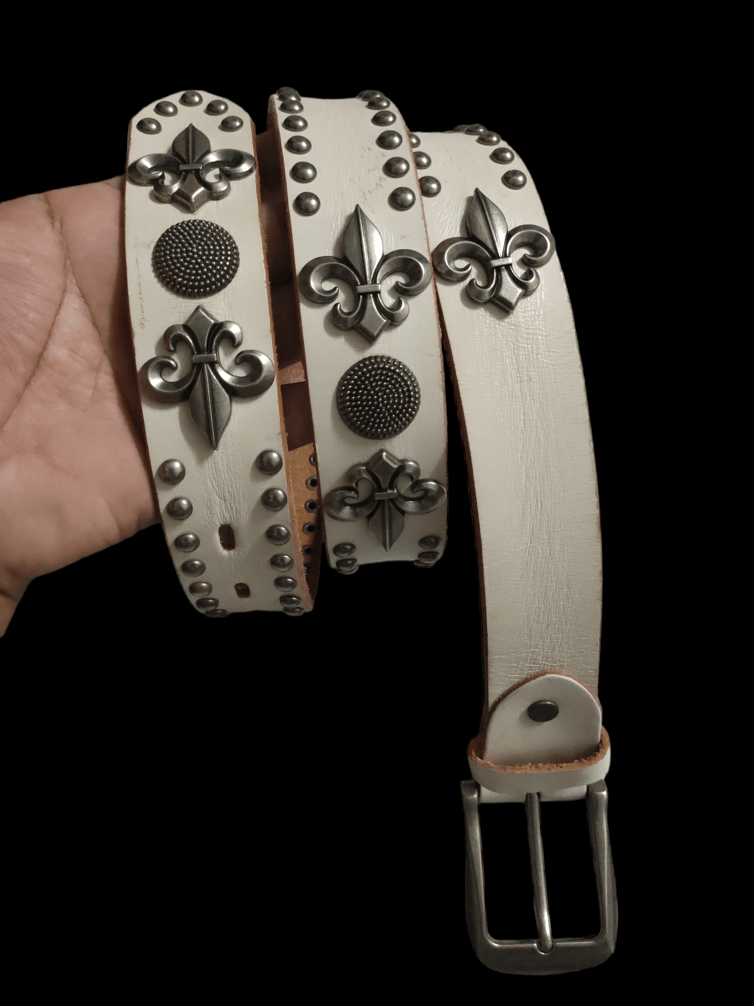 Vintage Studded Belt Leather Handmade inspired Chrome Hearts Size 38 - 2 Thumbnail