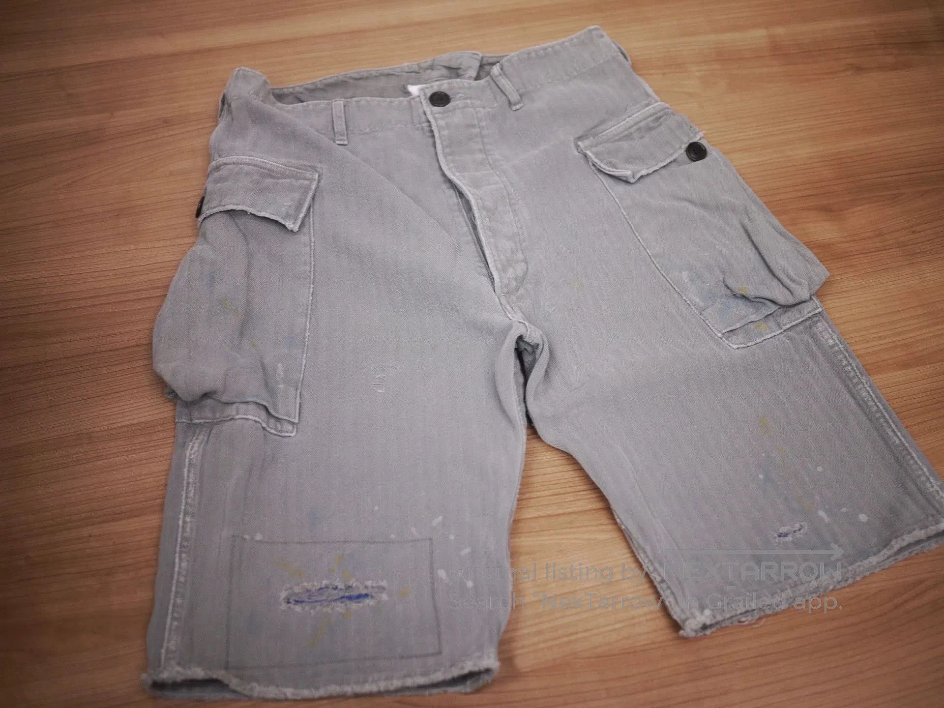 Visvim Gray Cargo Shorts with Distressed Details Size 32. Size US 32 / EU 48 - 2 Thumbnail