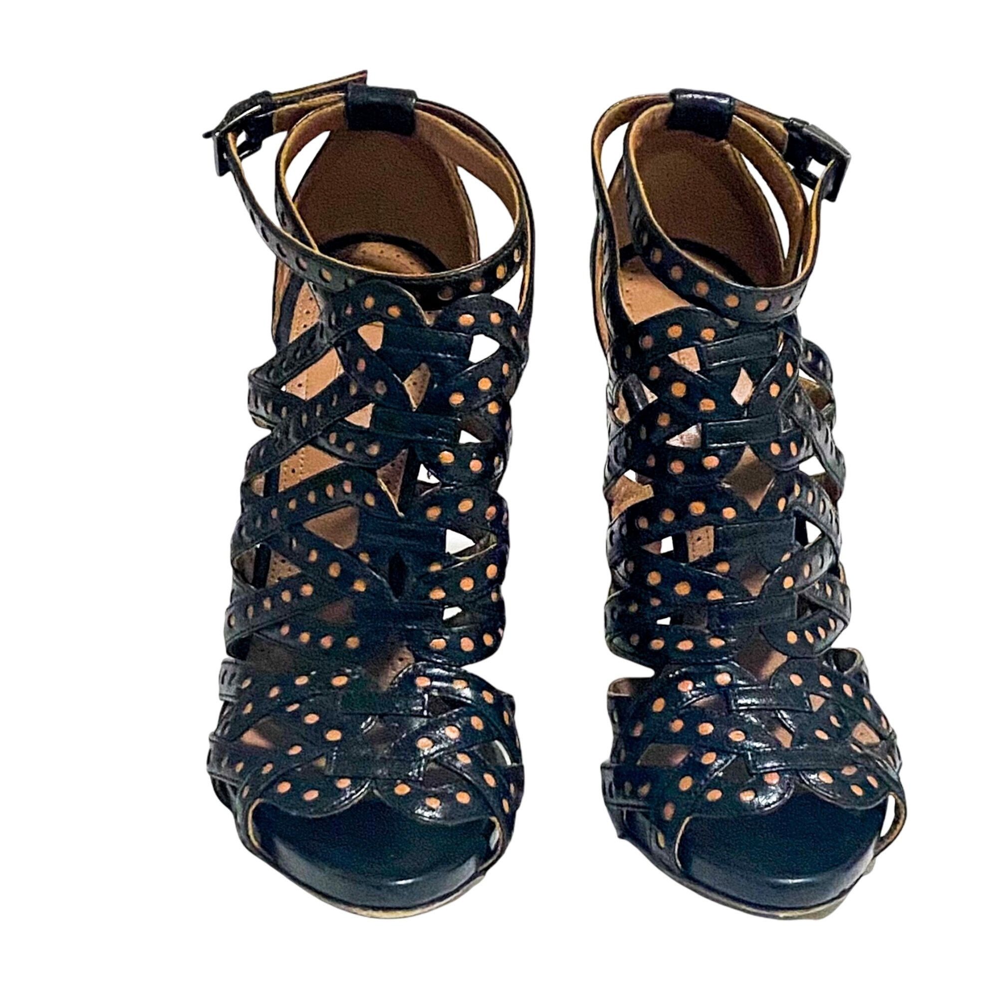 Alaia Alaïa Black Leather Caged High Heel Sandal, 36 EU, in Box Size US 6 / IT 36 - 3 Thumbnail