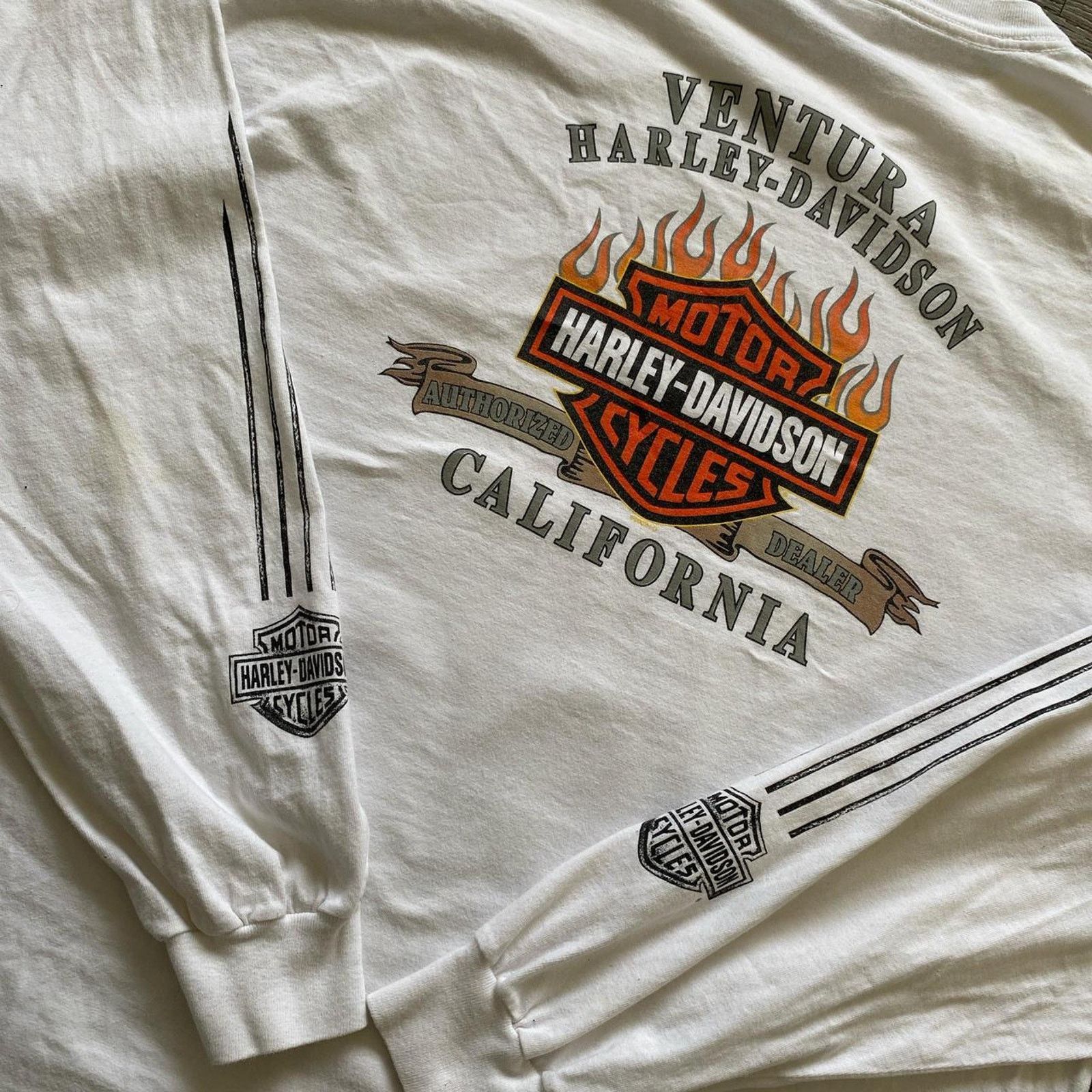 Harley Davidson × Vintage Vintage Flame Harley Davidson Long Sleeve Size US XXL / EU 58 / 5 - 3 Thumbnail