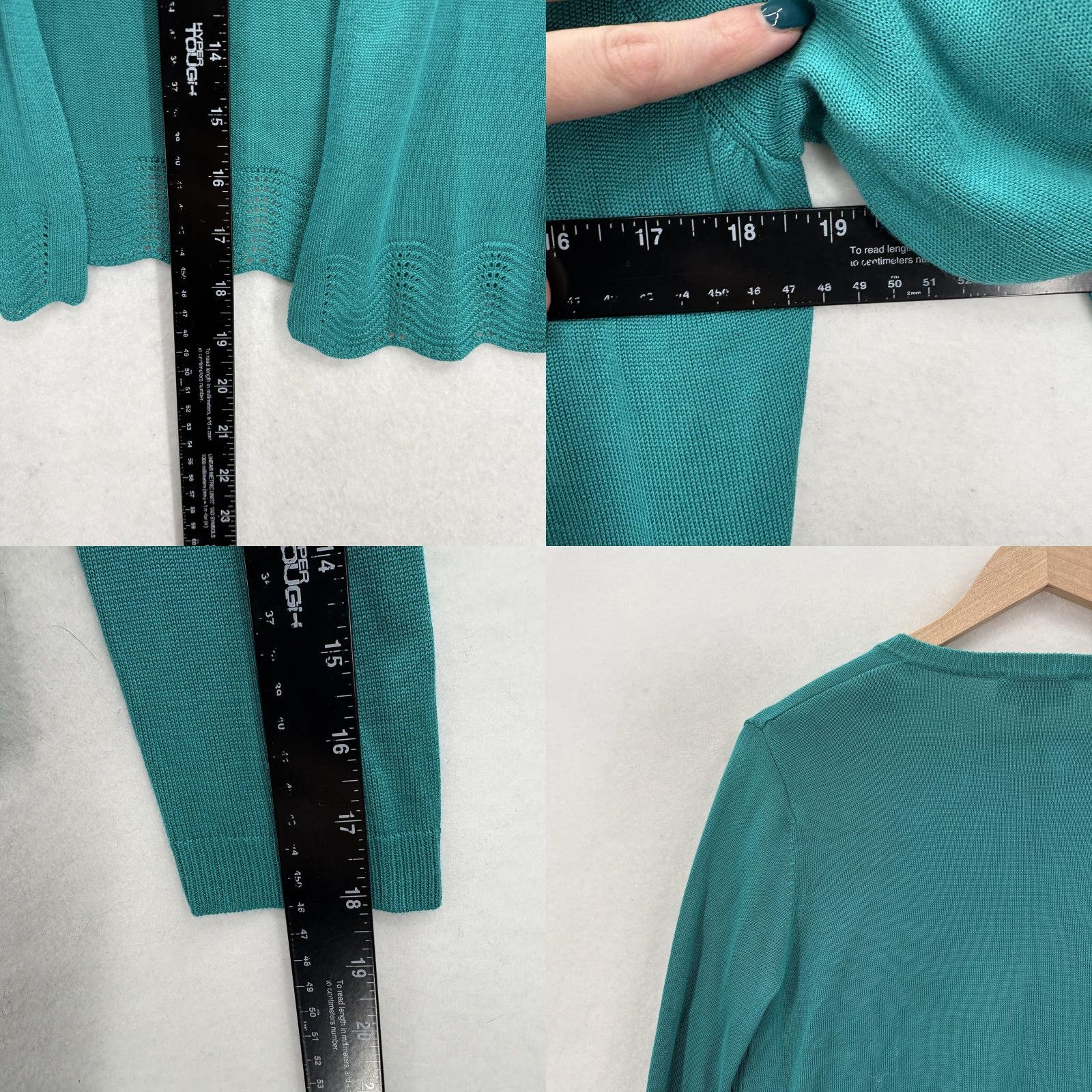 Loft LOFT Cardigan Sweater Womens Small Green Open Front Scallop Hem Lightweight NWT Size S / US 4 / IT 40 - 8 Thumbnail