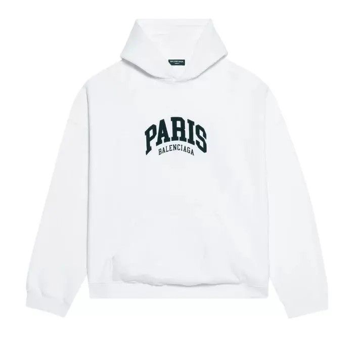 Balenciaga o1la1rc1a1024 Cities Paris Wide Fit Hoodie in White Size US XXS / EU 40 - 1 Thumbnail