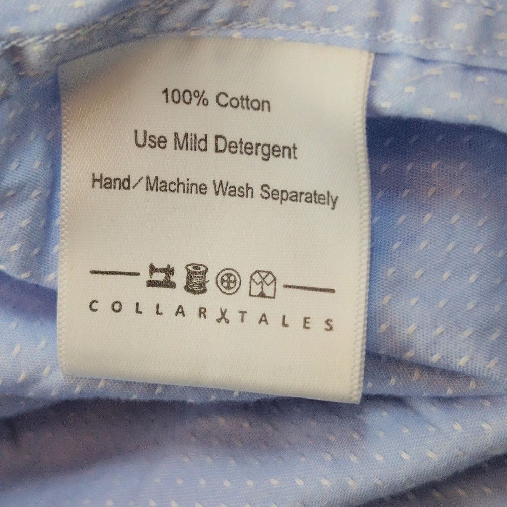 Designer Men's Light Blue sz 17.5 Short Sleeve Shirt By Collar Tales Size US XL / EU 56 / 4 - 5 Thumbnail